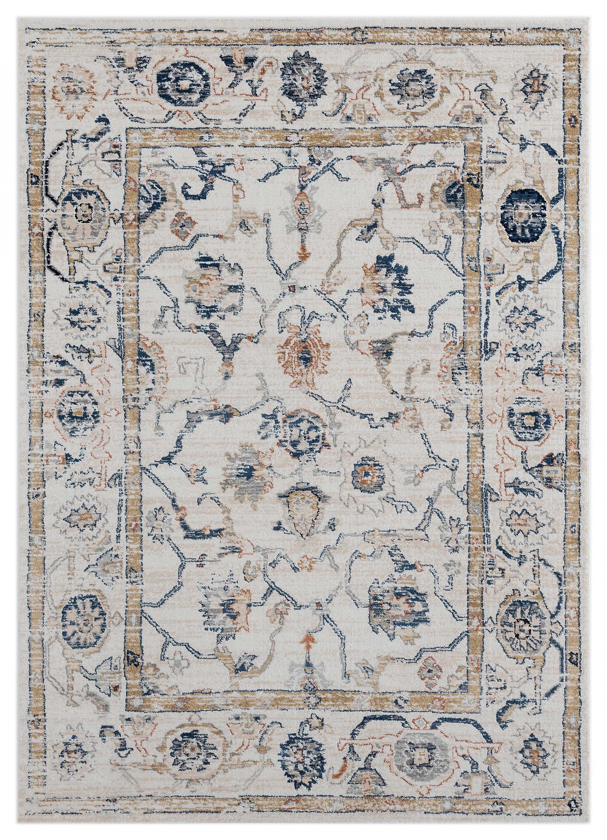 94" x 126" Beige Microfiber / Polyester Area Rug
