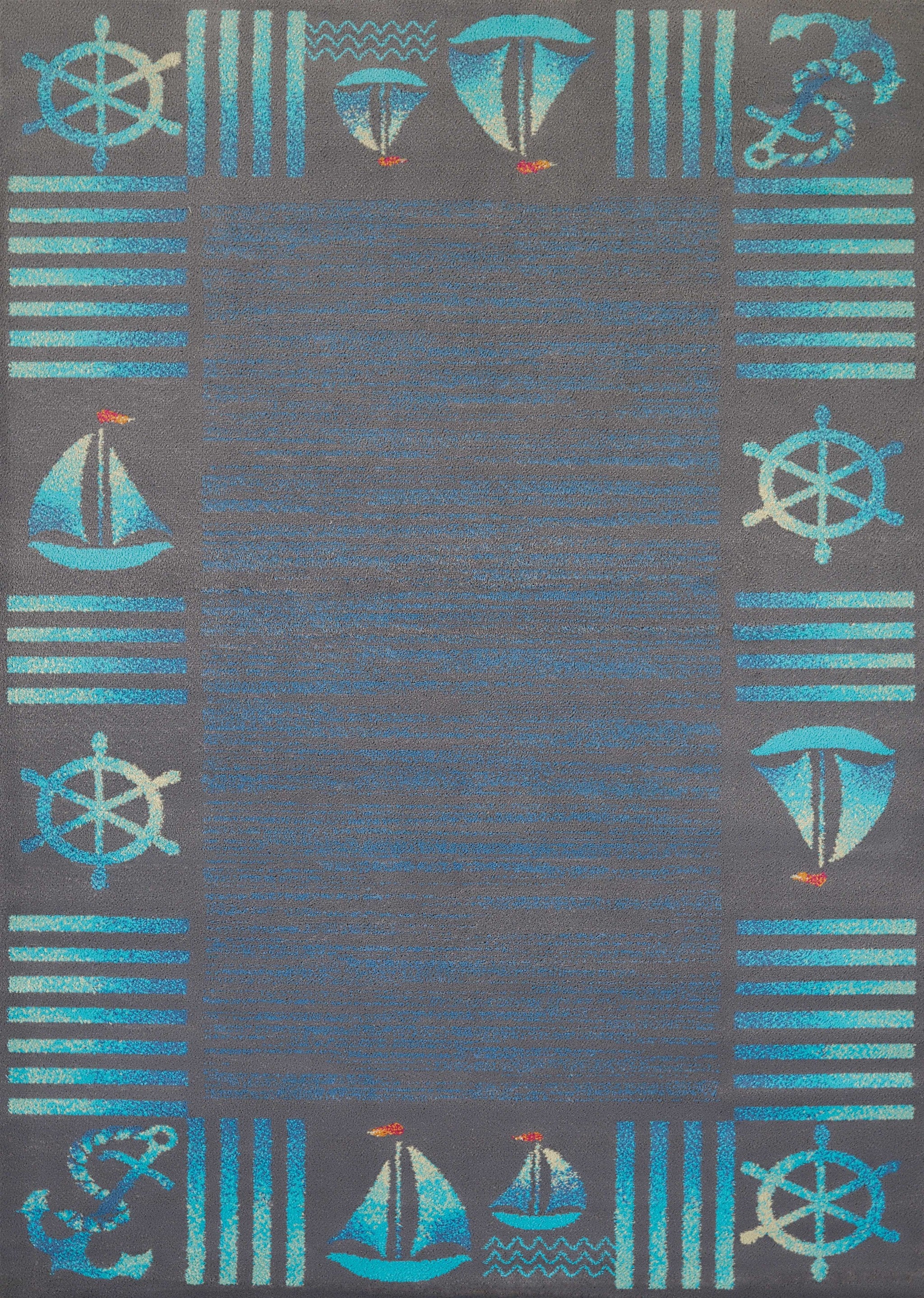 63" x 86" Blue Polypropylene Area Rug