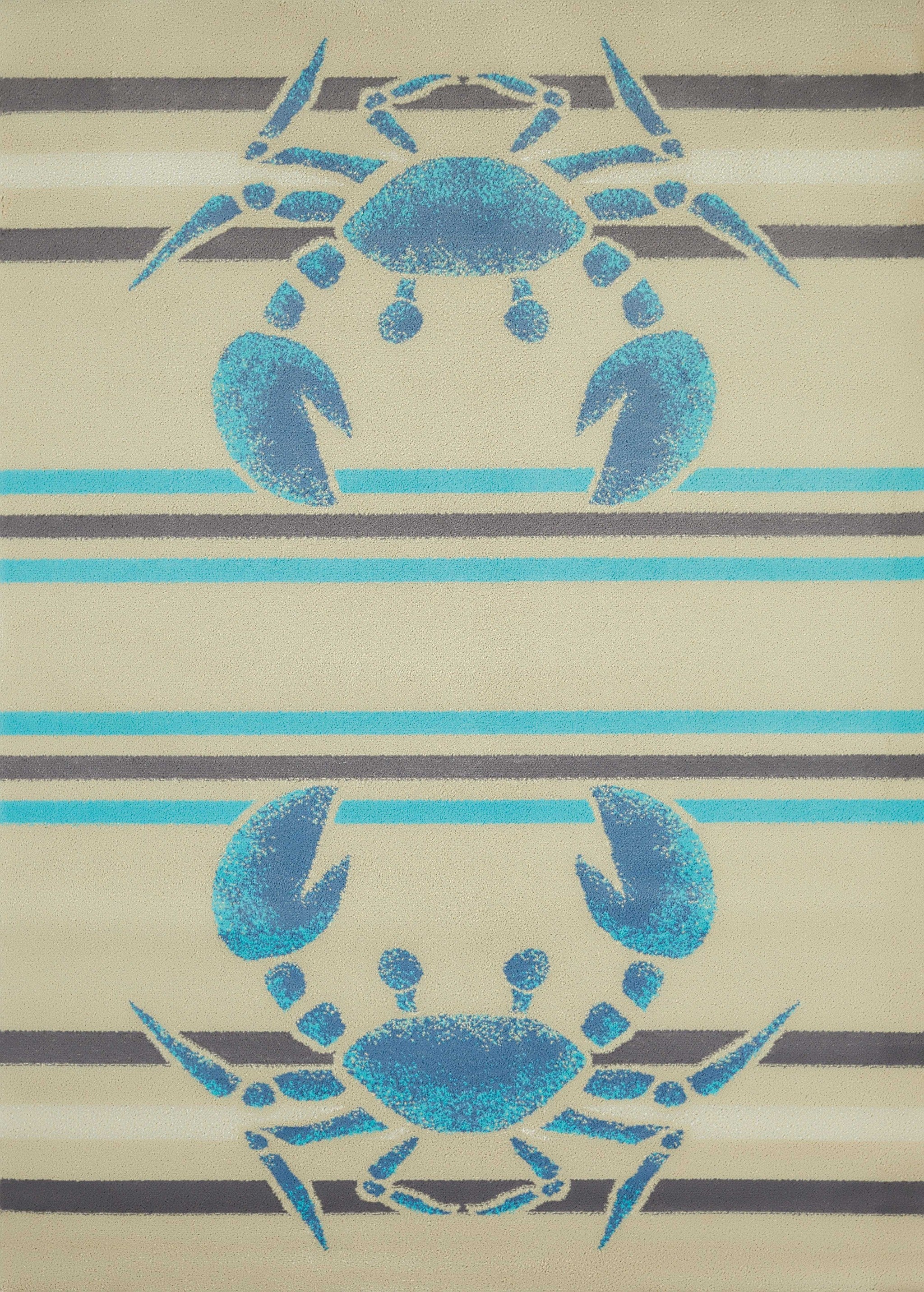 63" x 86" Blue Polypropylene Area Rug