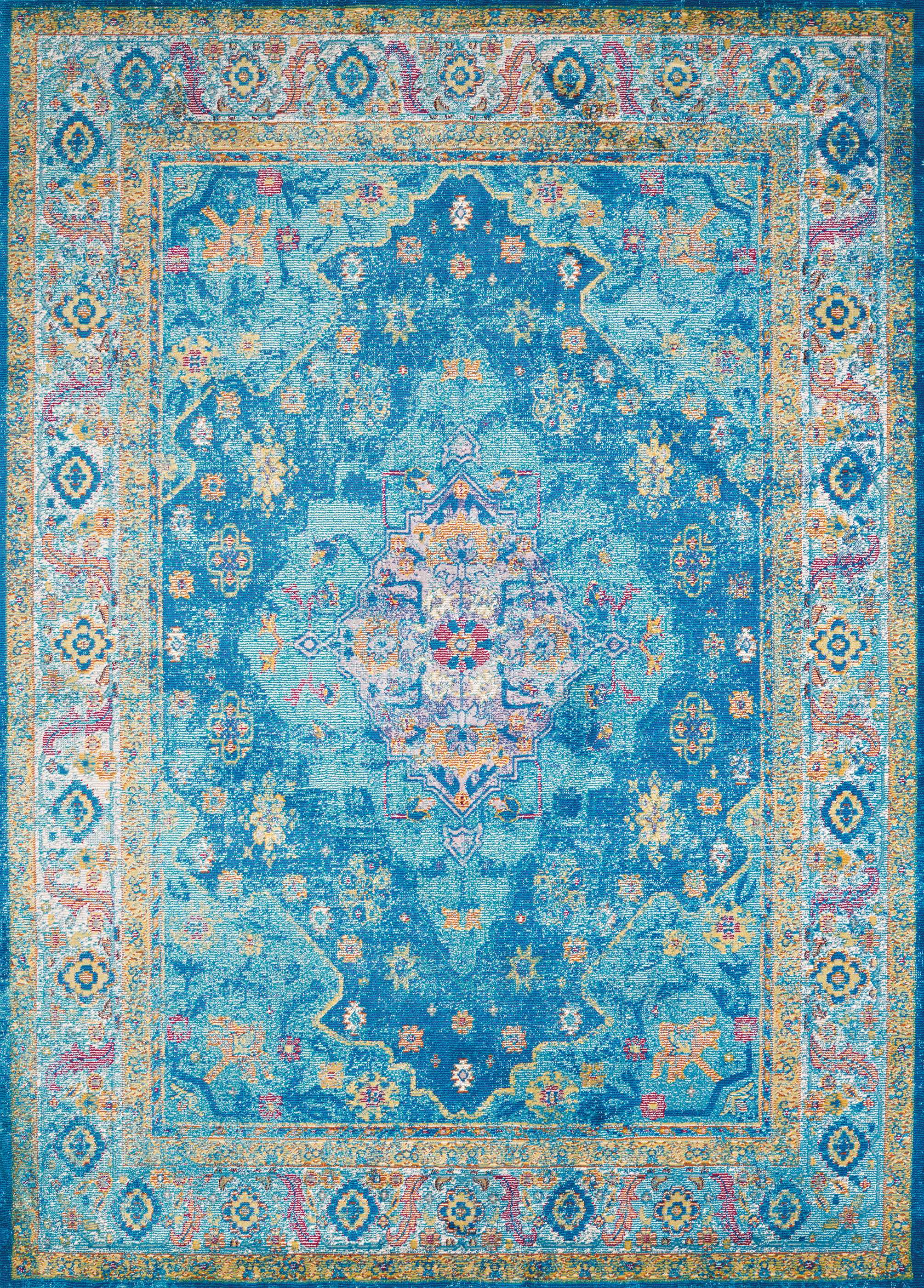63" x 86" Cerulean Olefin / Polyester Area Rug