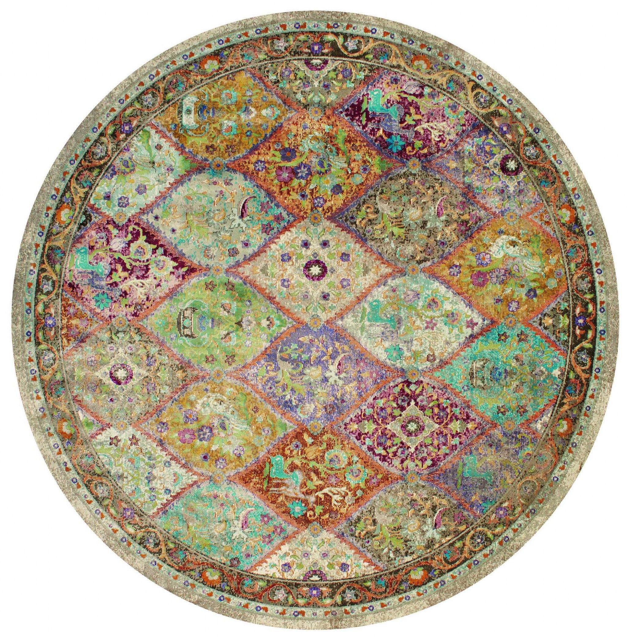 94" x 94" Multicolor Olefin / Polyester Round Rug