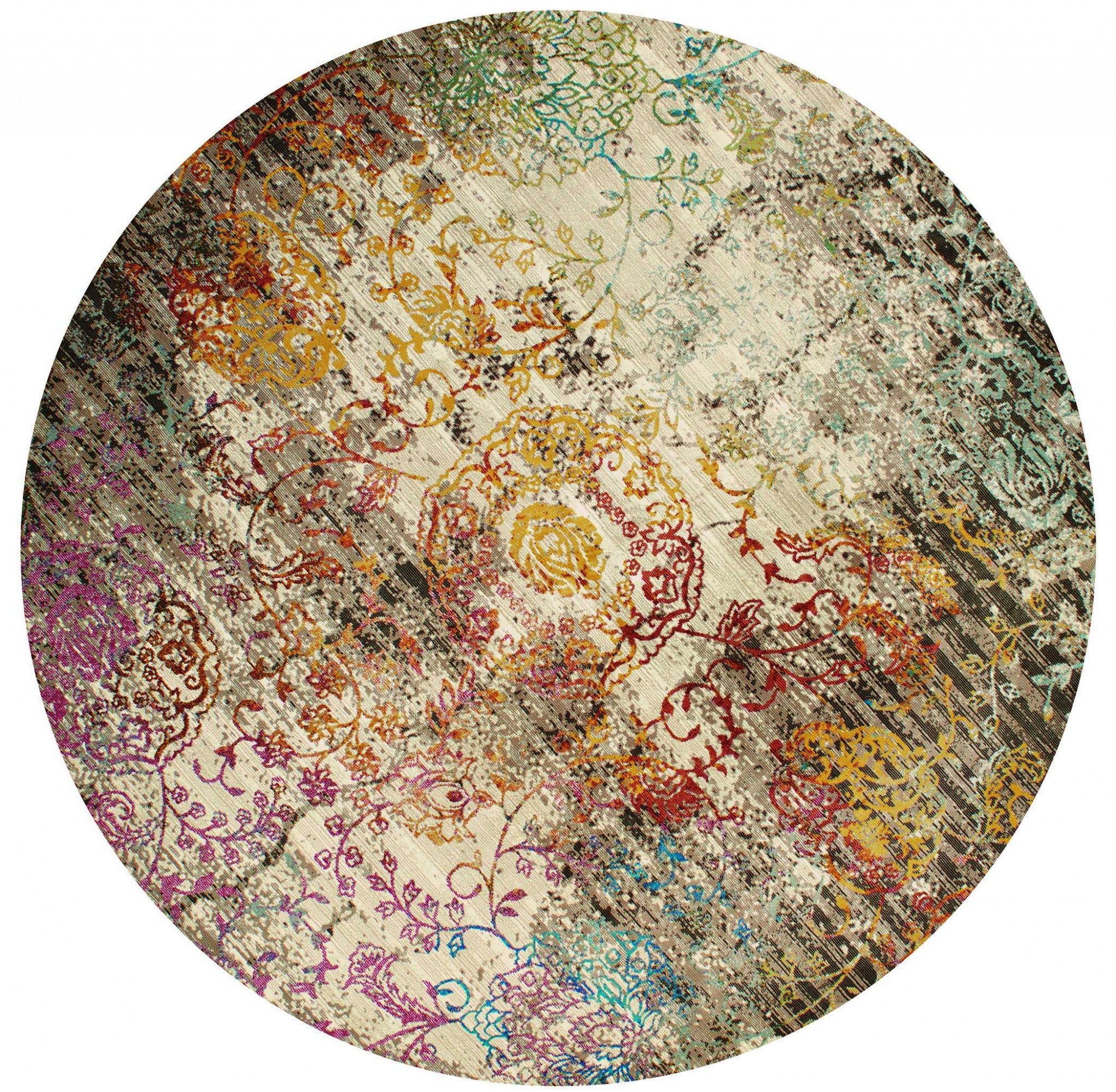94" x 94" Multicolor Olefin / Polyester Round Rug
