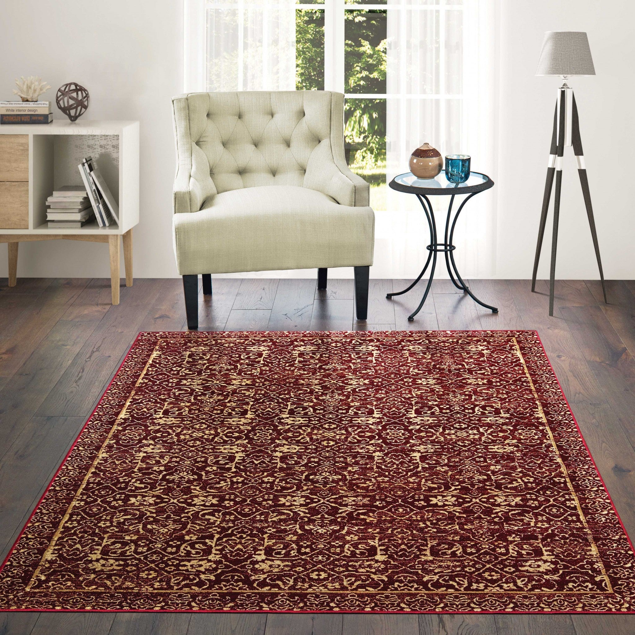 90" x 114" Red Viscose Area Rug
