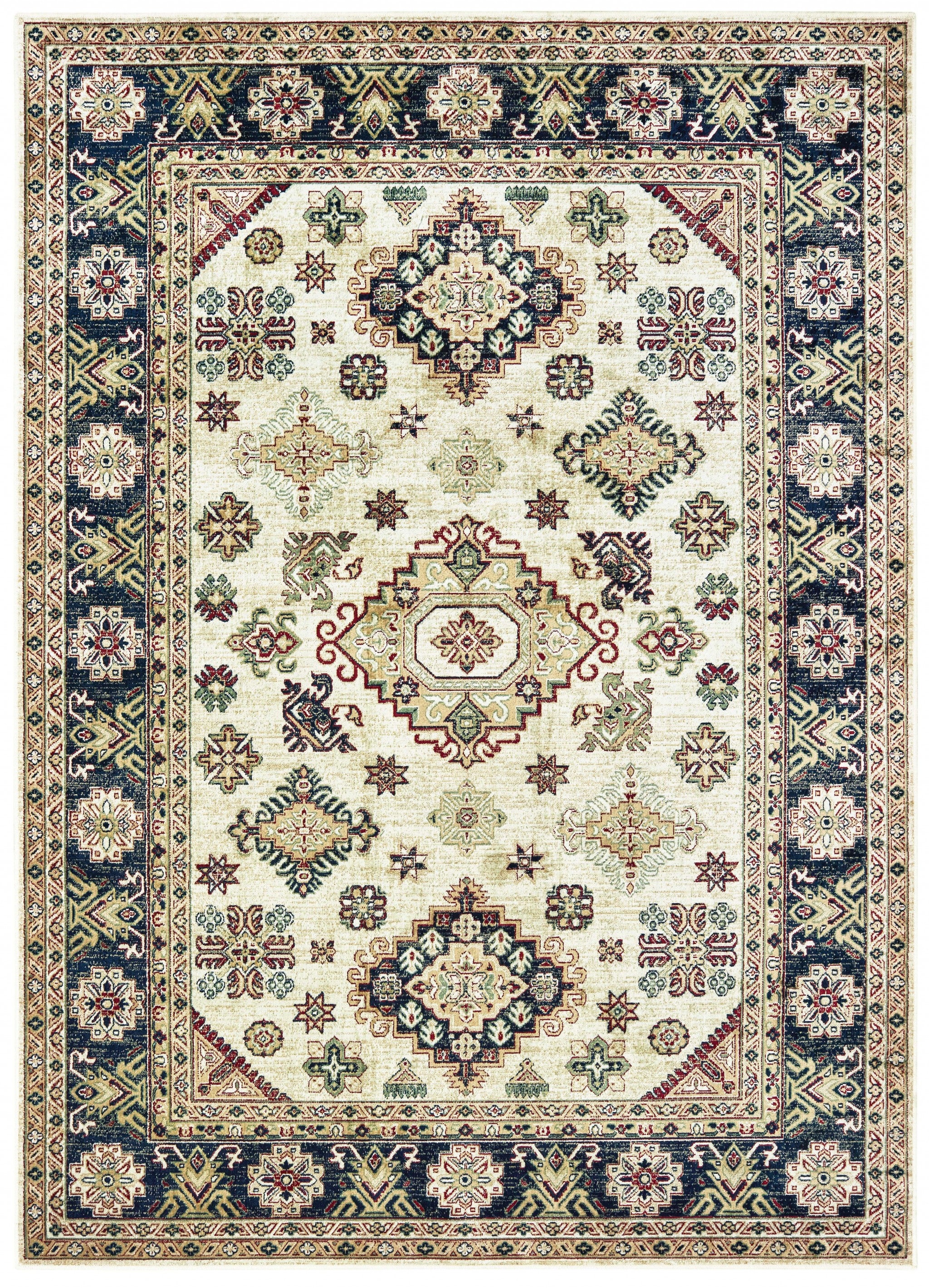 90" x 114" Ivory Viscose Area Rug