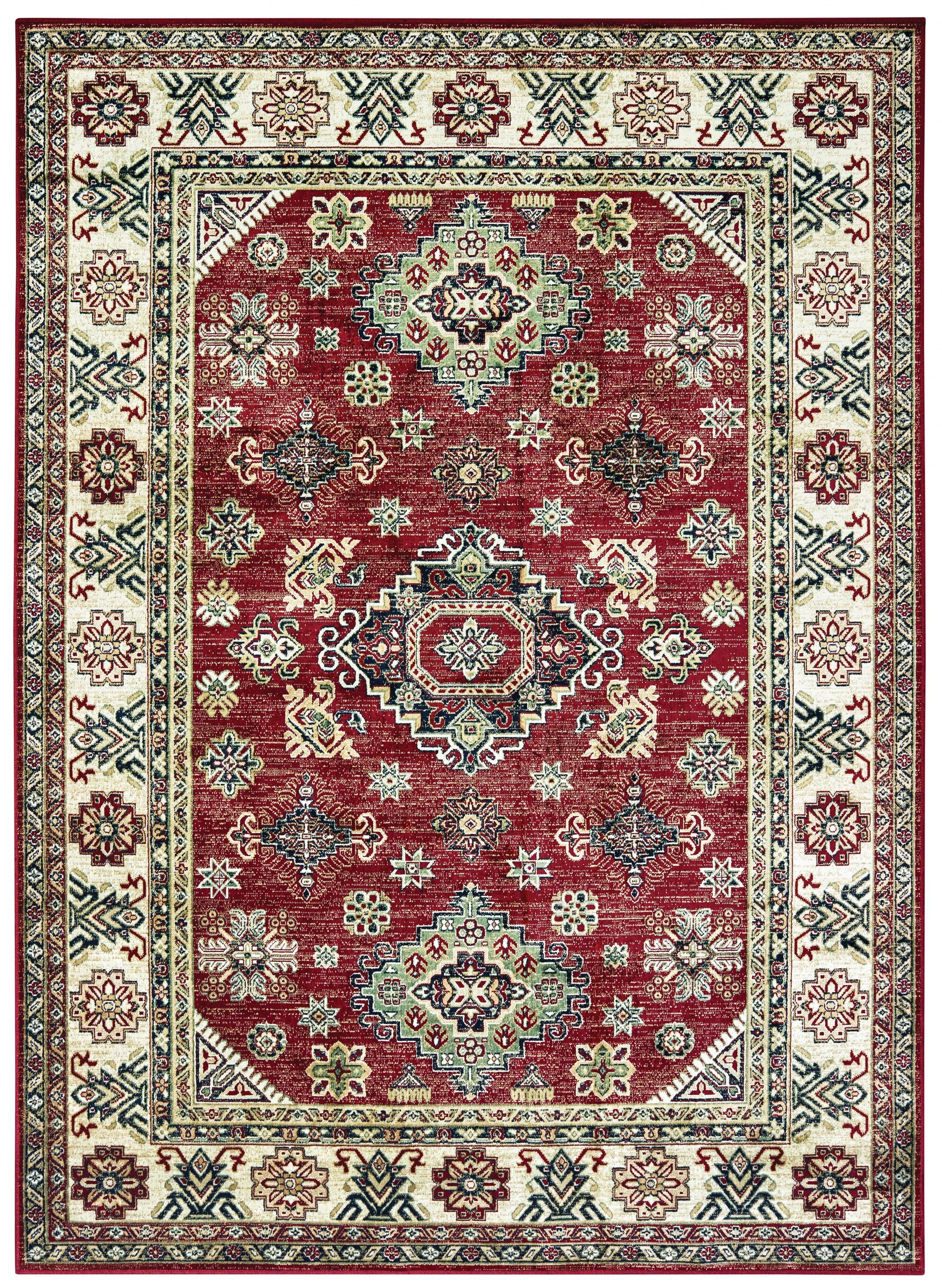 90" x 114" Red Viscose Area Rug