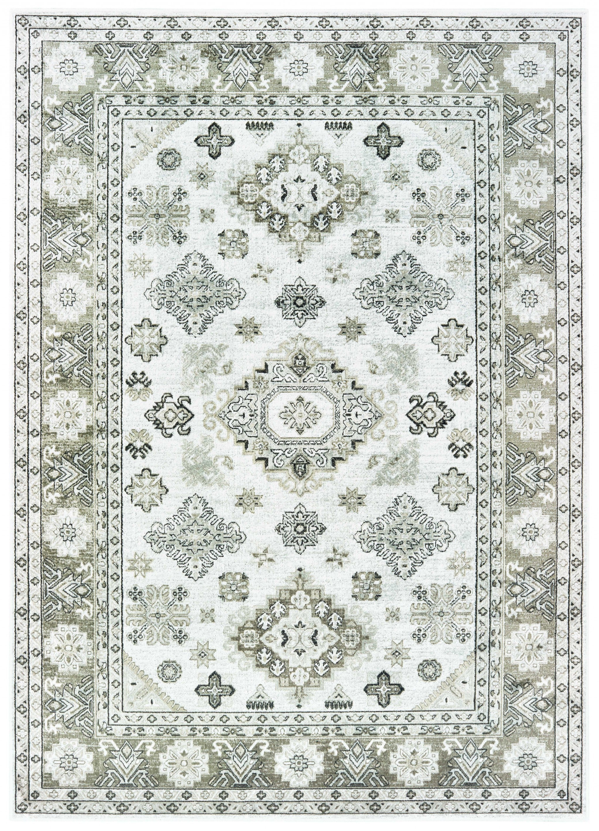 63" x 90" Cream Viscose Area Rug