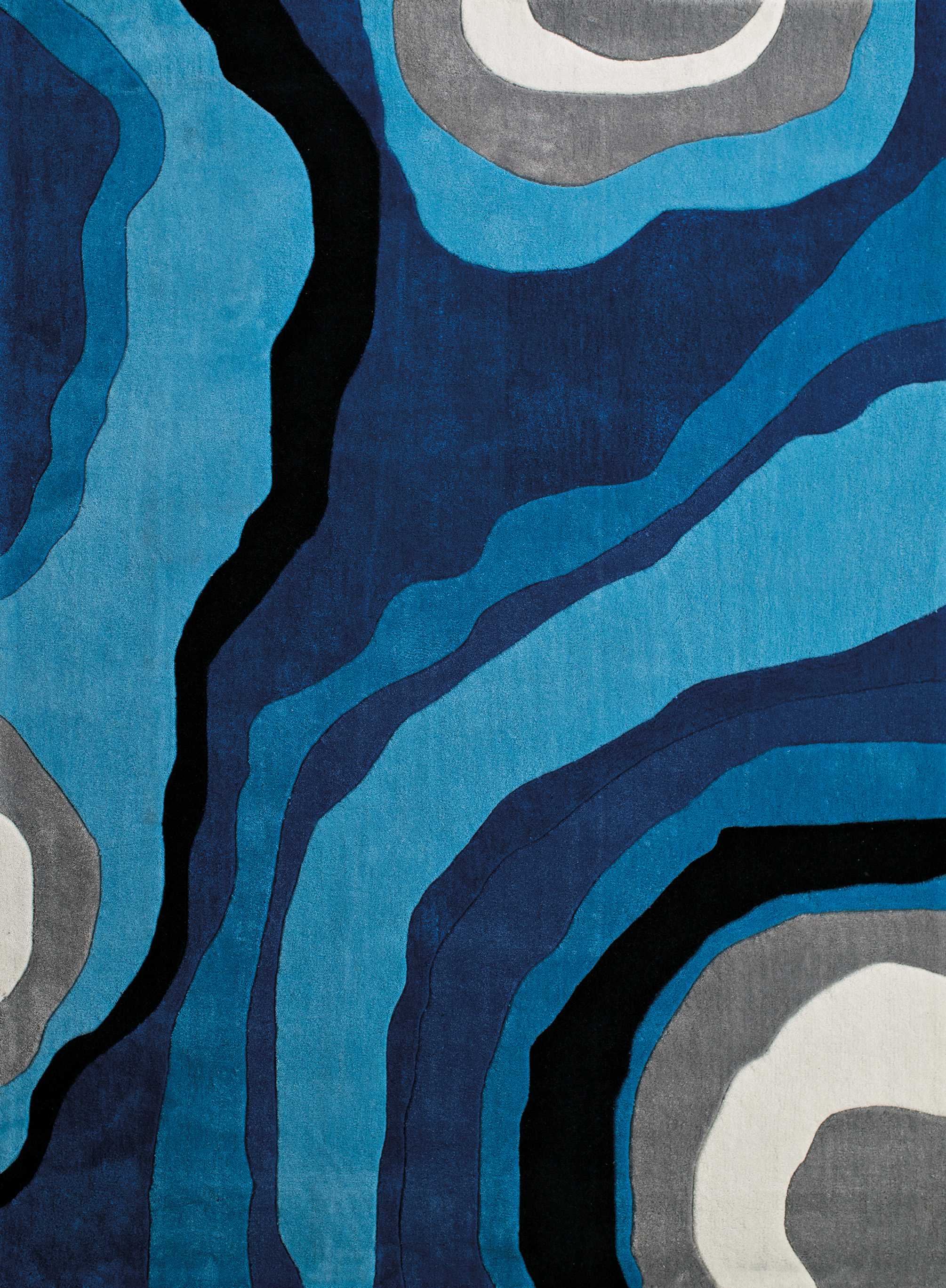 63" x 86" Blue Polyester Area Rug