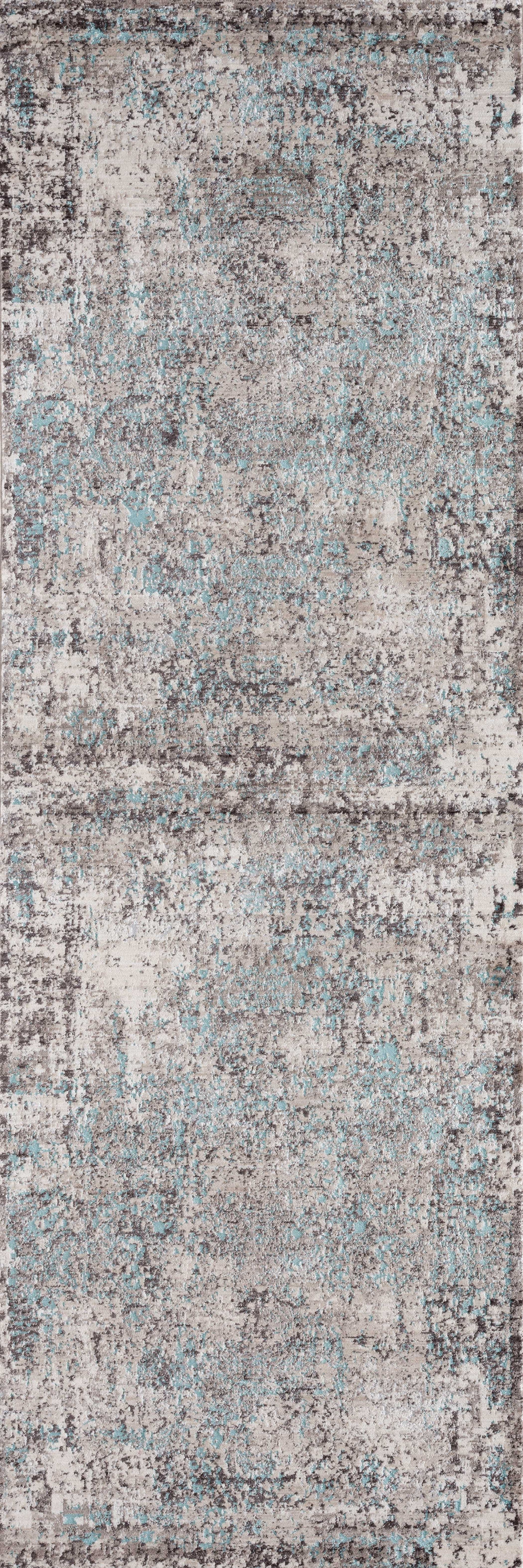 32" x 96" Turquoise Polyester Runner Rug