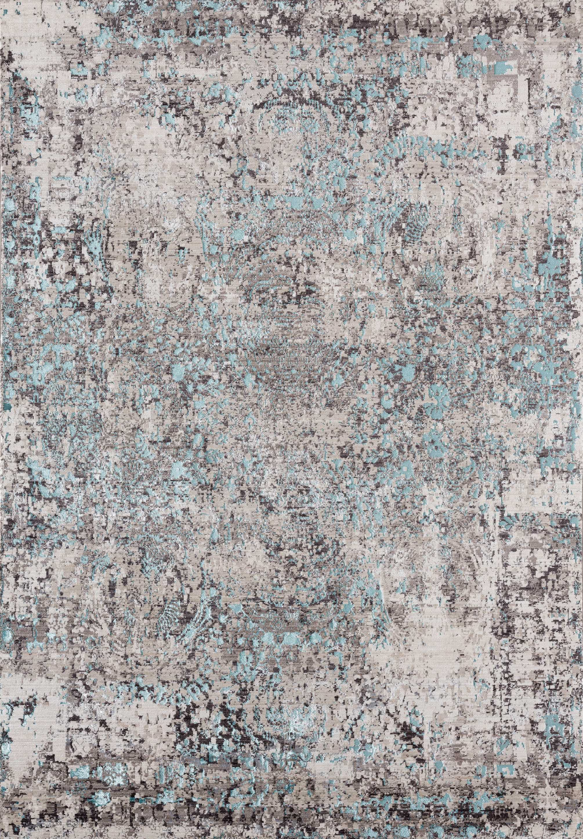 64" x 94" Turquoise Polyester Area Rug