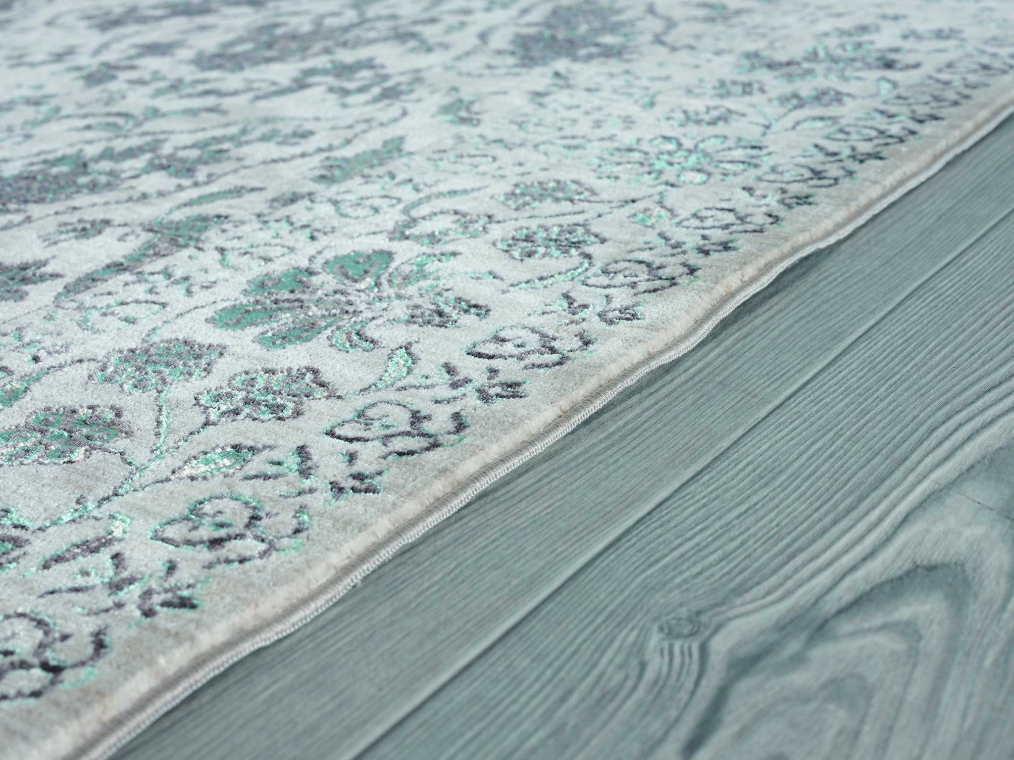 19" x 36" Turquoise Polyester Accent Rug