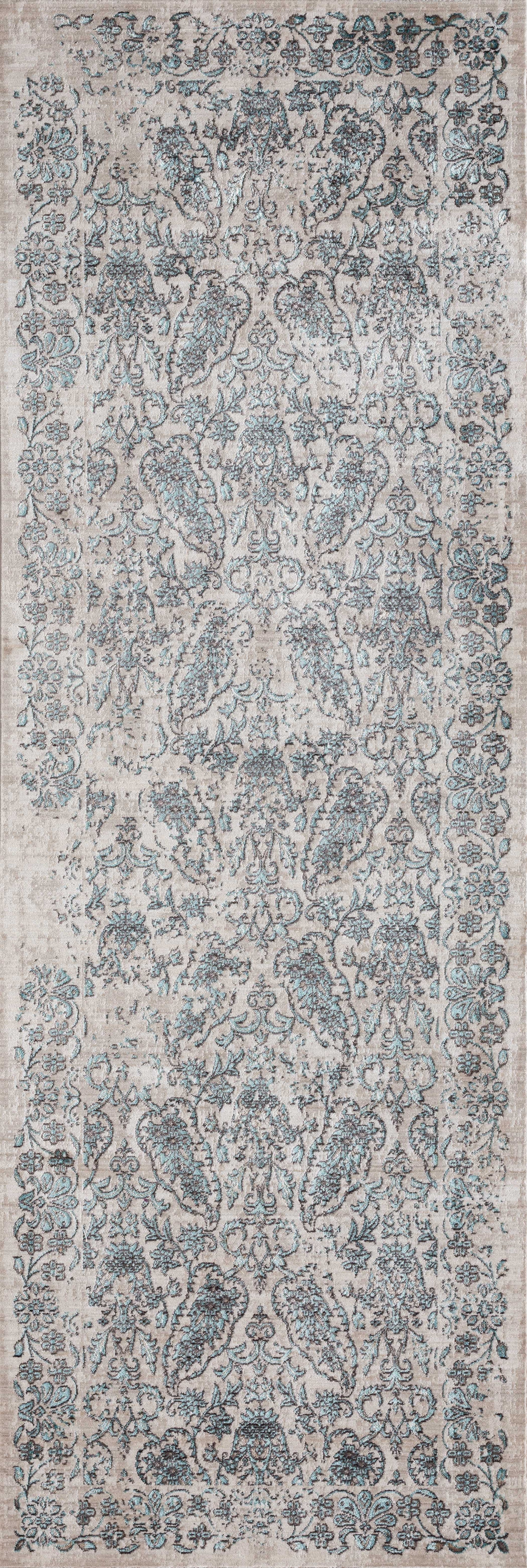 32" x 96" Turquoise Polyester Runner Rug