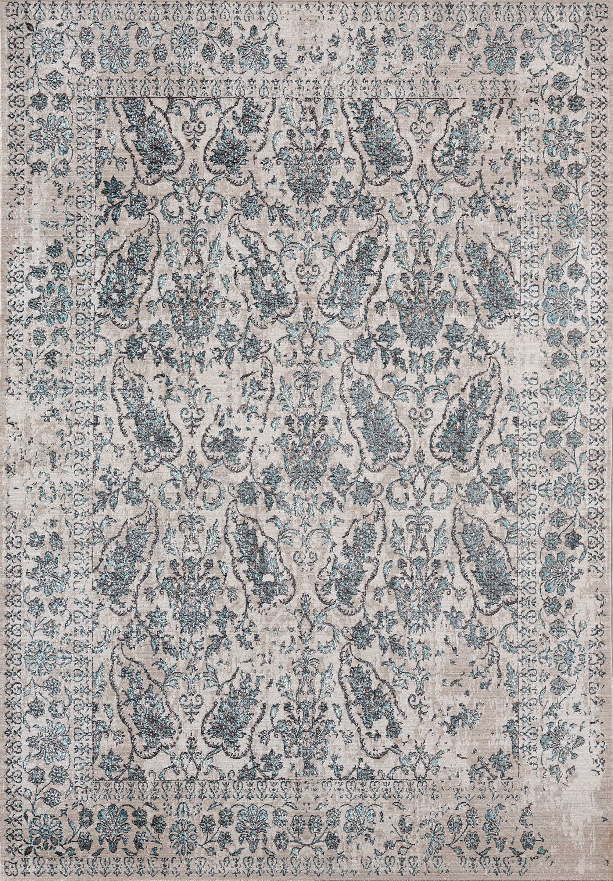 128" x 169" Turquoise Polyester Rug