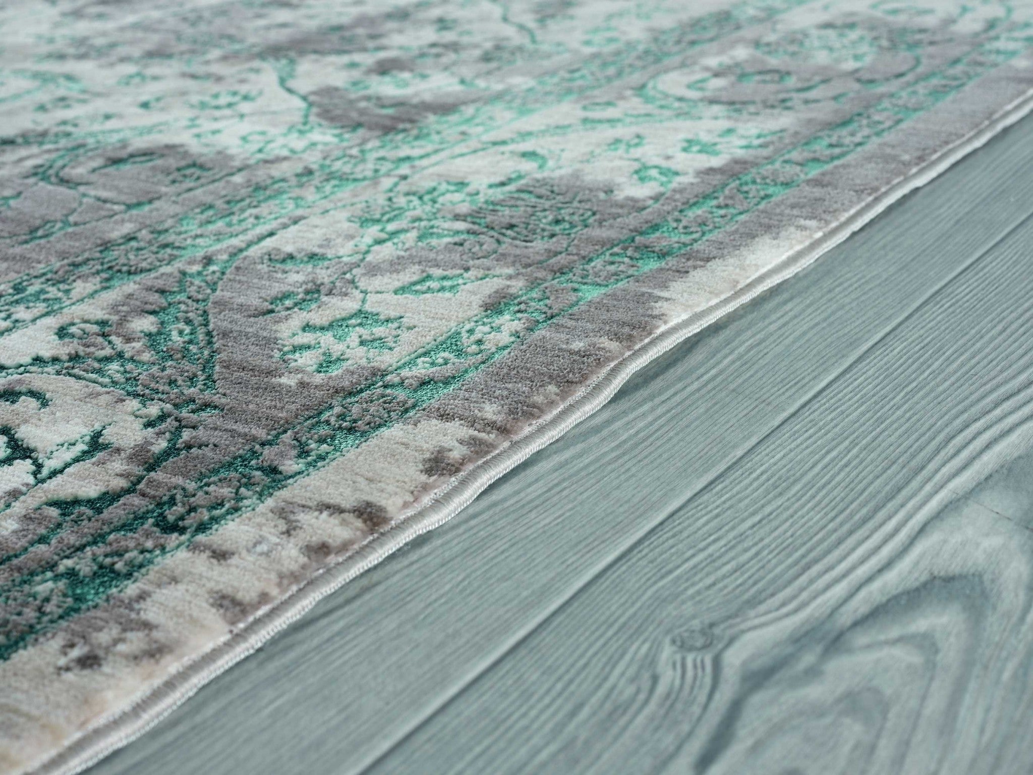 32" x 96" Turquoise Polyester Runner Rug