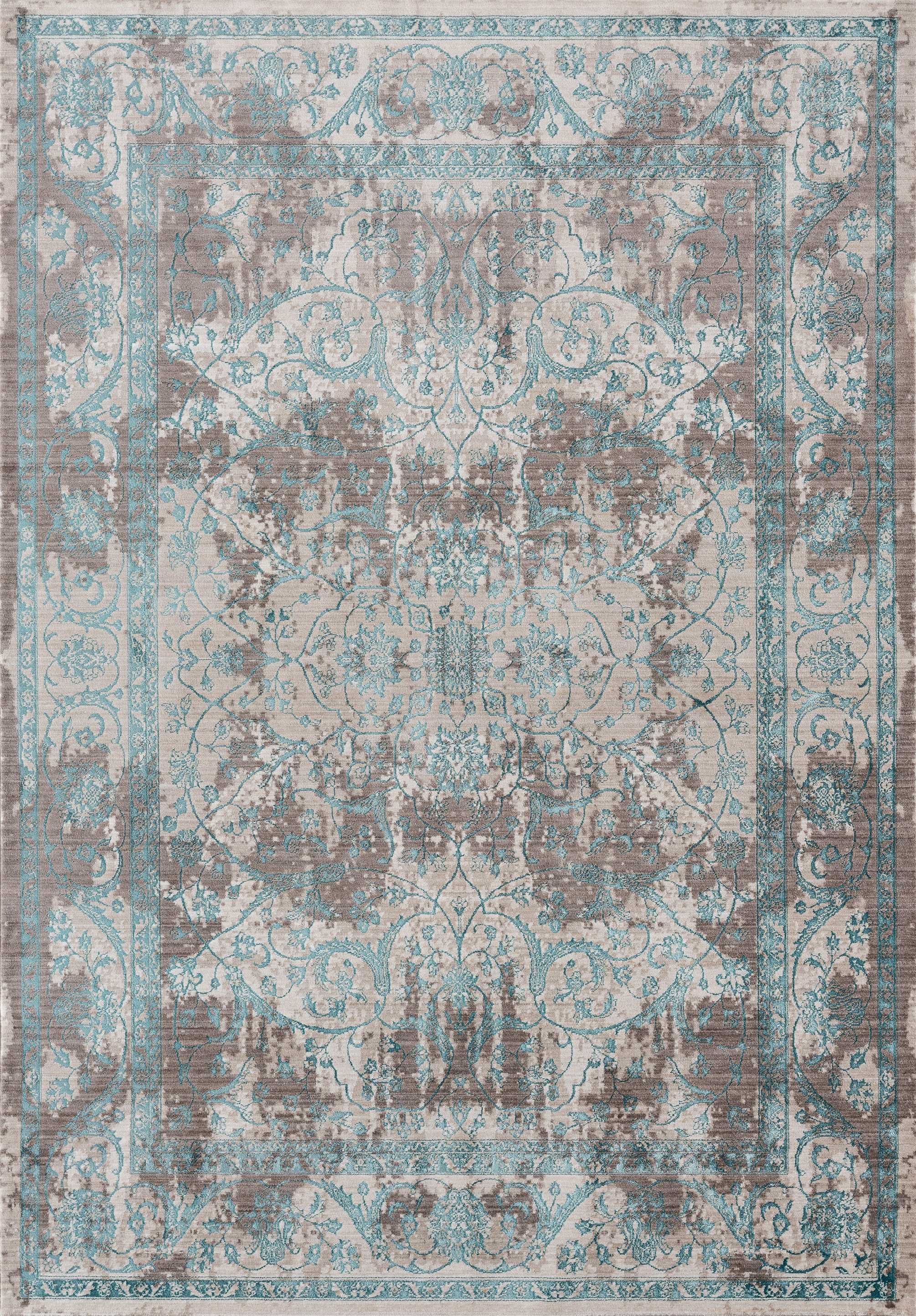 47" x 63" Turquoise Polyester Accent Rug