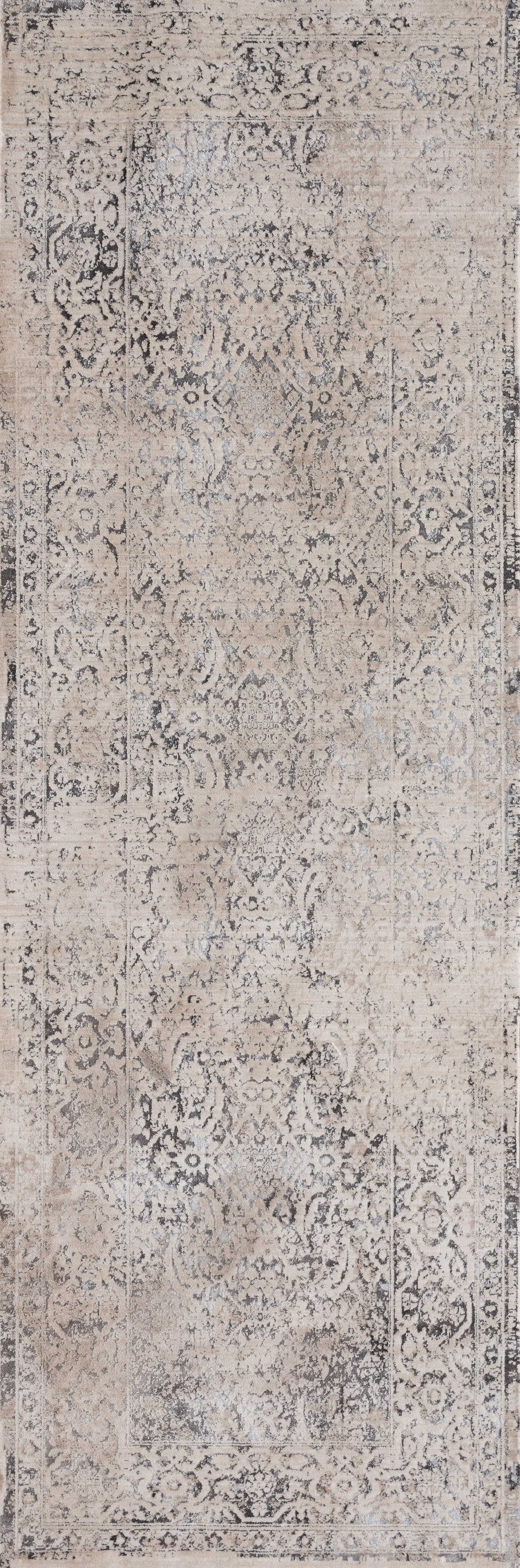 32" x 96" Bone Polyester Runner Rug