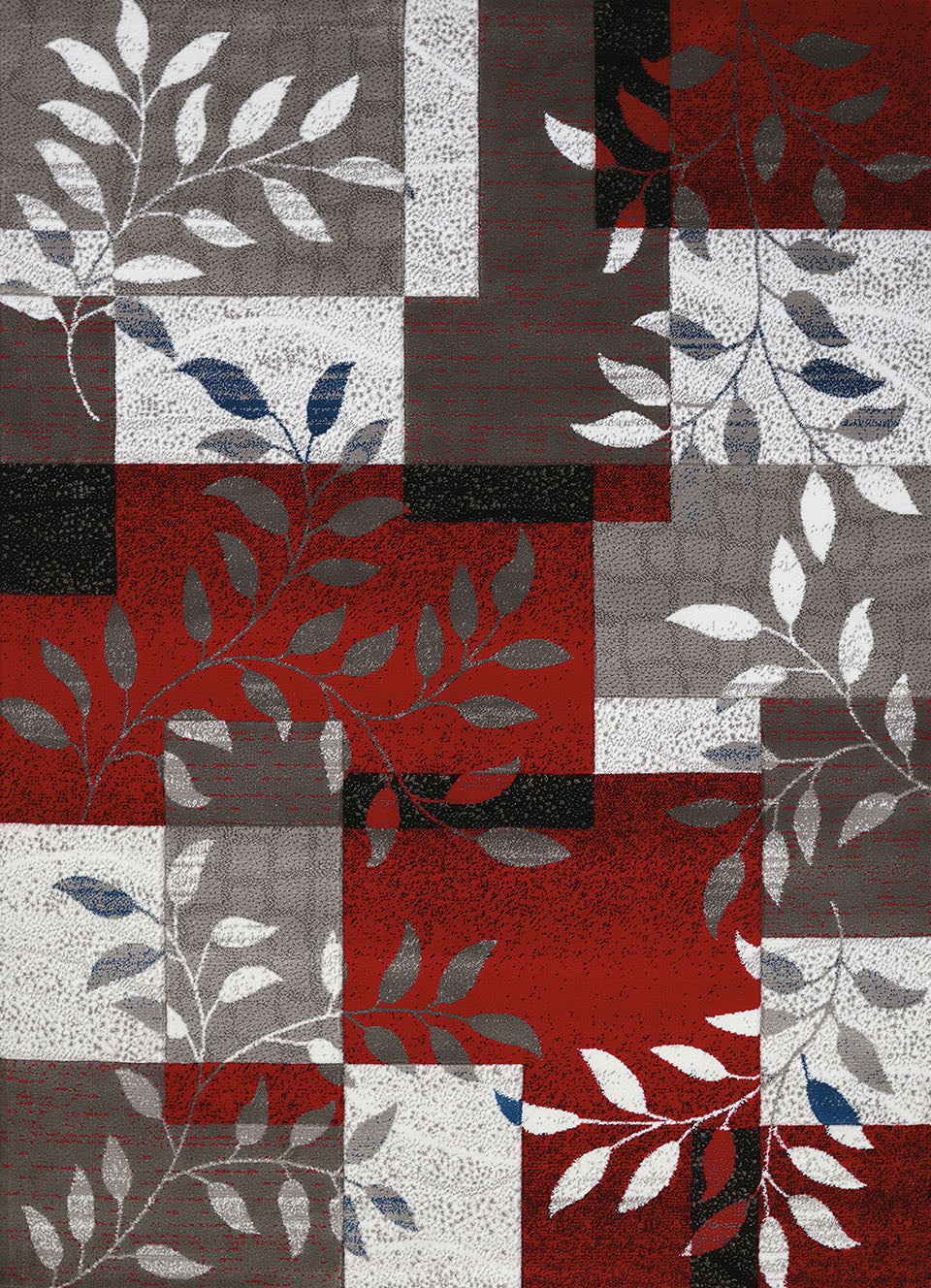 5' x7' Scarlet Contemporary Patchwork Design Area Rug