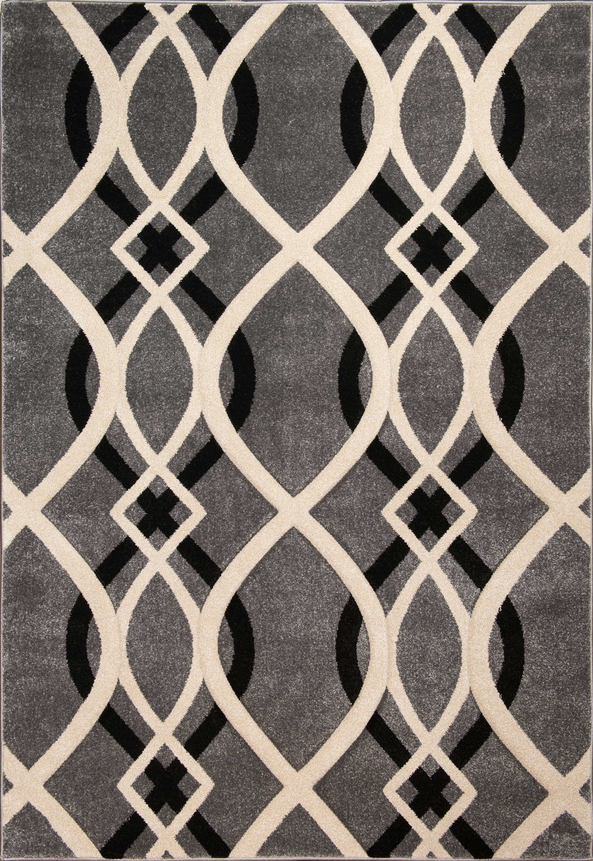 61" x 90" Grey Polypropylene Area Rug