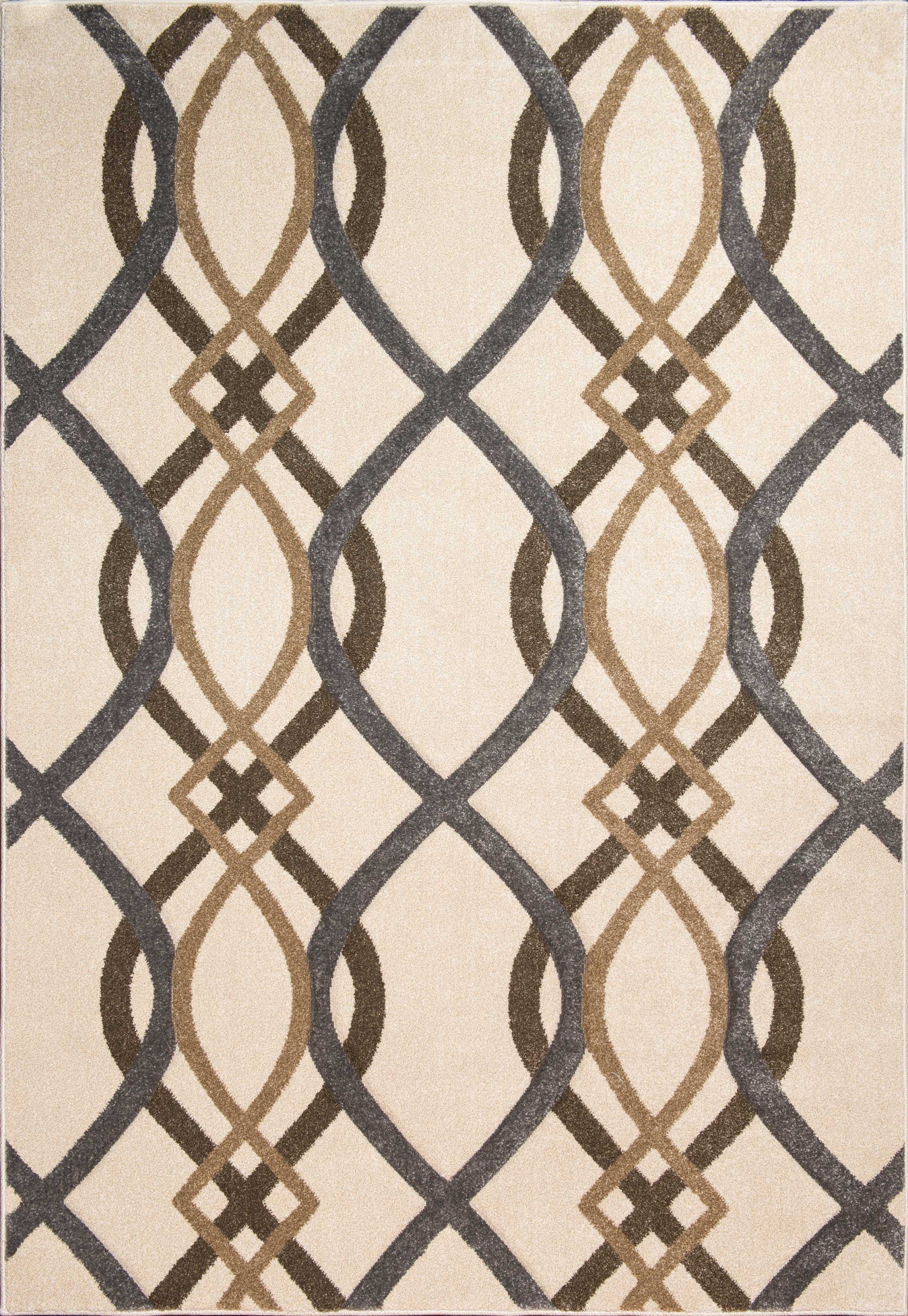 61" x 90" Cream Polypropylene Area Rug