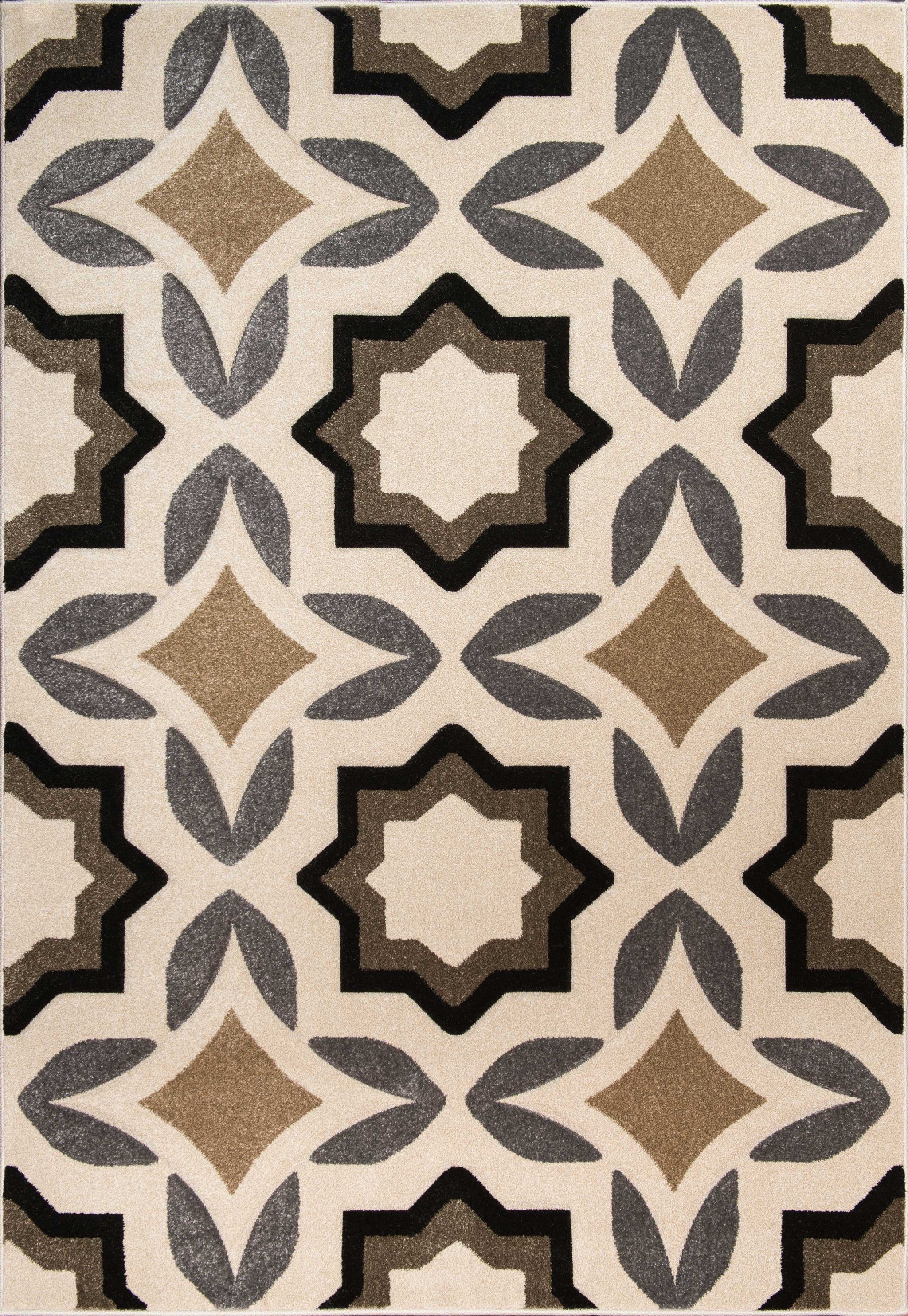 61" x 90" Cream Polypropylene Area Rug