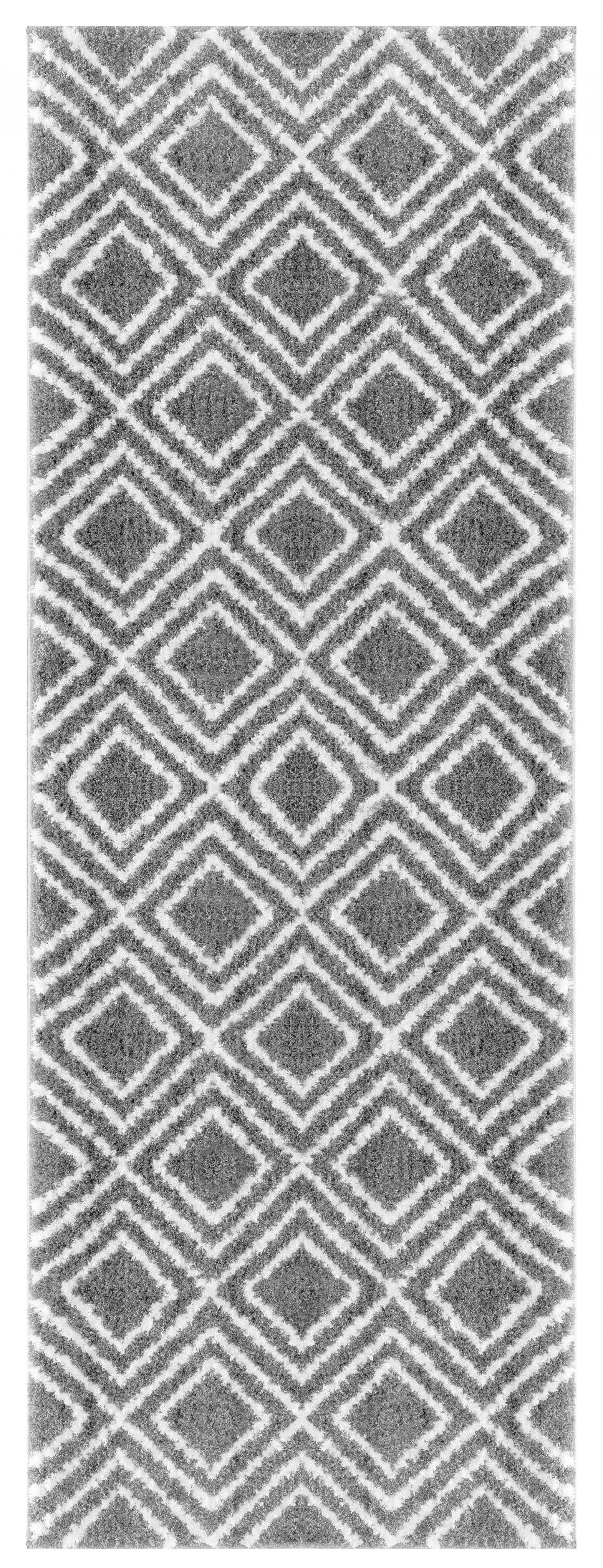 31" x 86" Grey Microfiber Polyester Runner Rug
