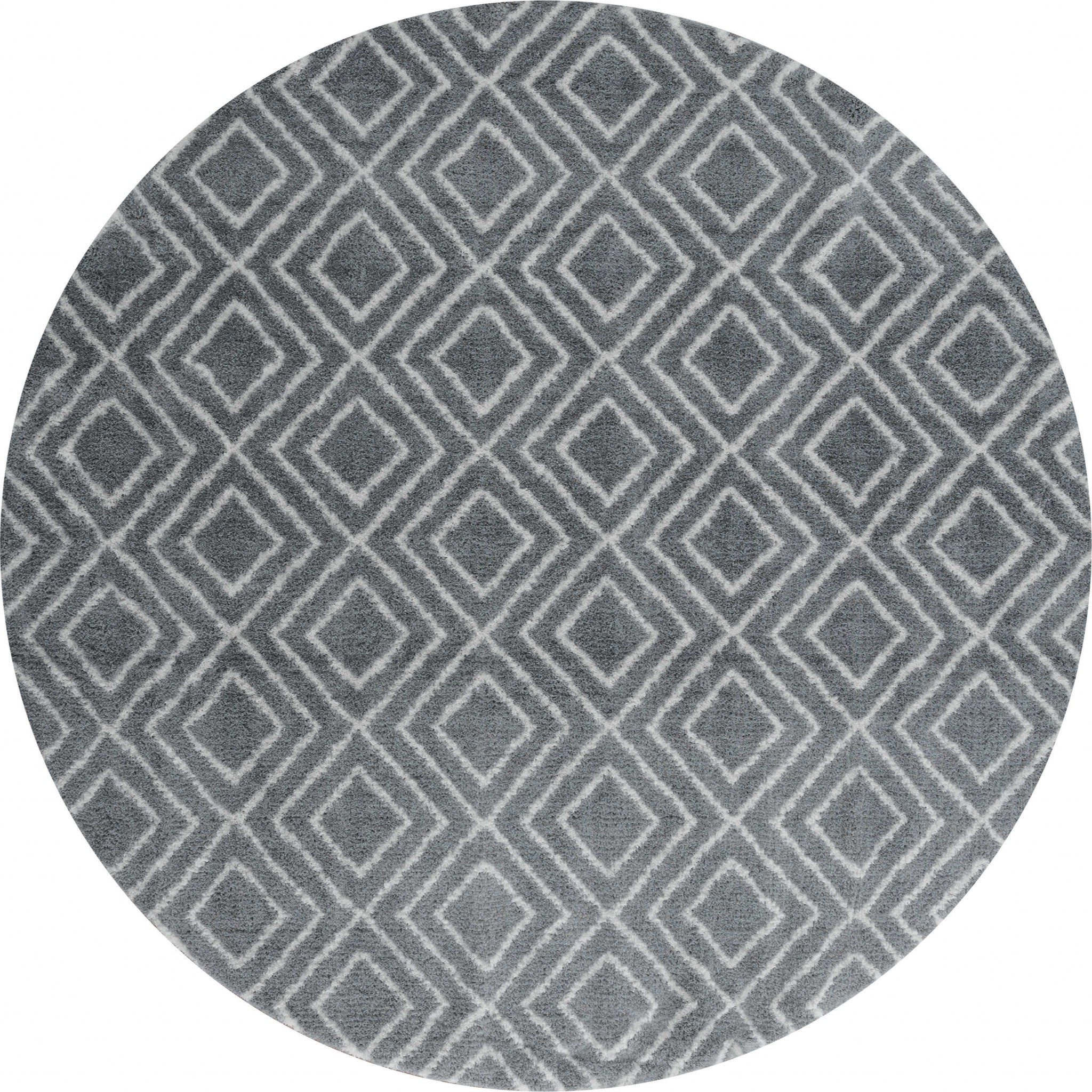 94" x 94" Grey Microfiber Polyester Round Rug
