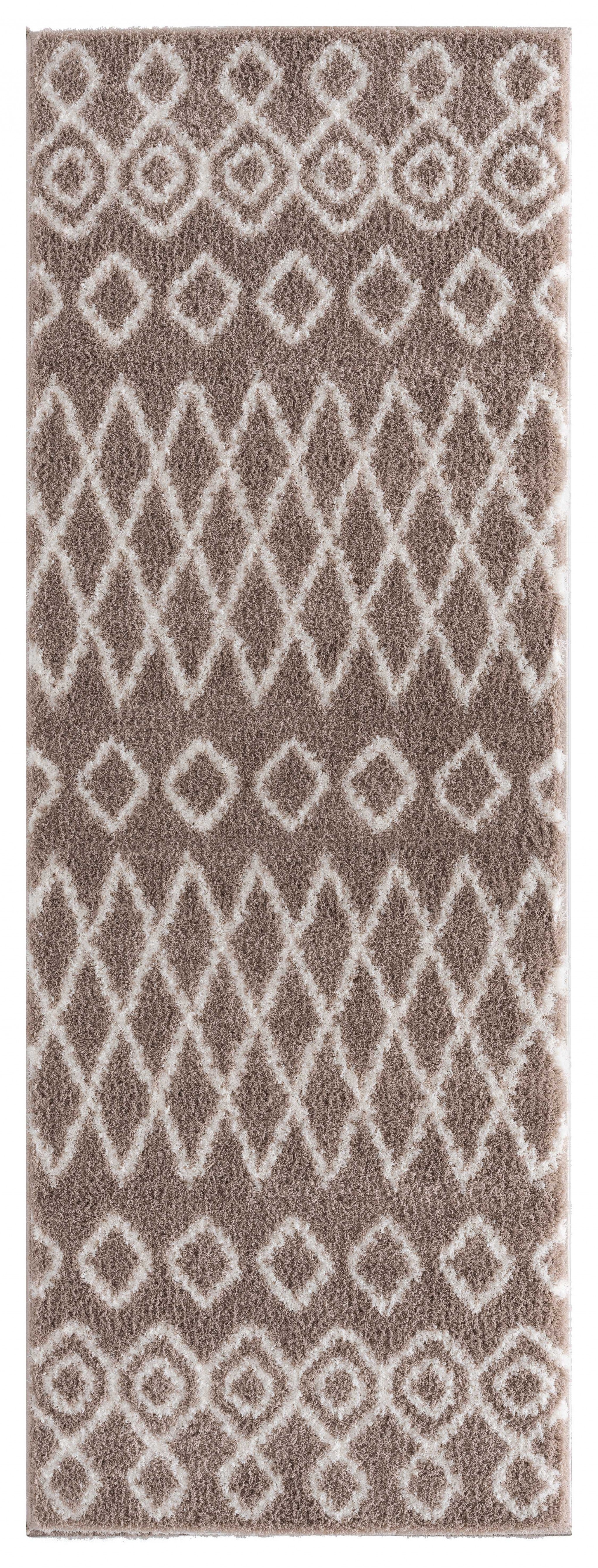31" x 86" Beige Microfiber Polyester Runner Rug