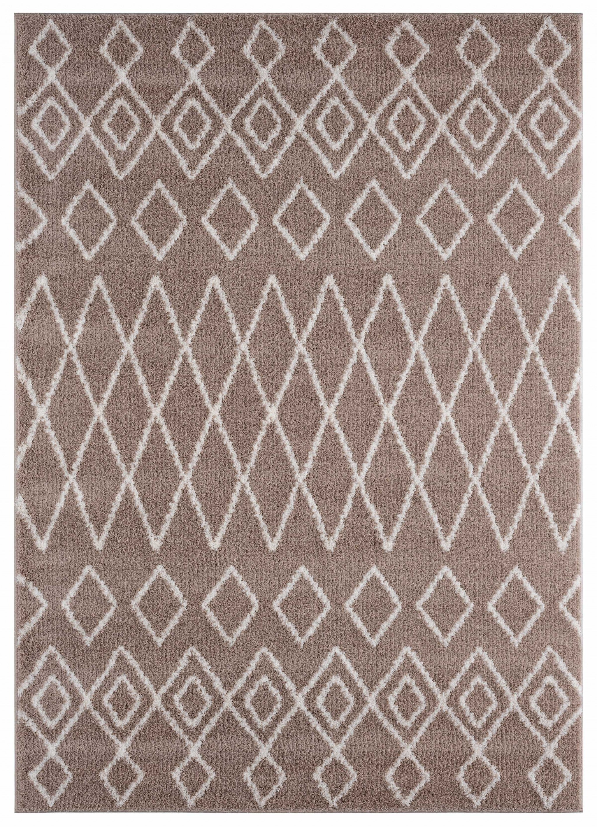 63" x 86" Beige Microfiber Polyester Area Rug