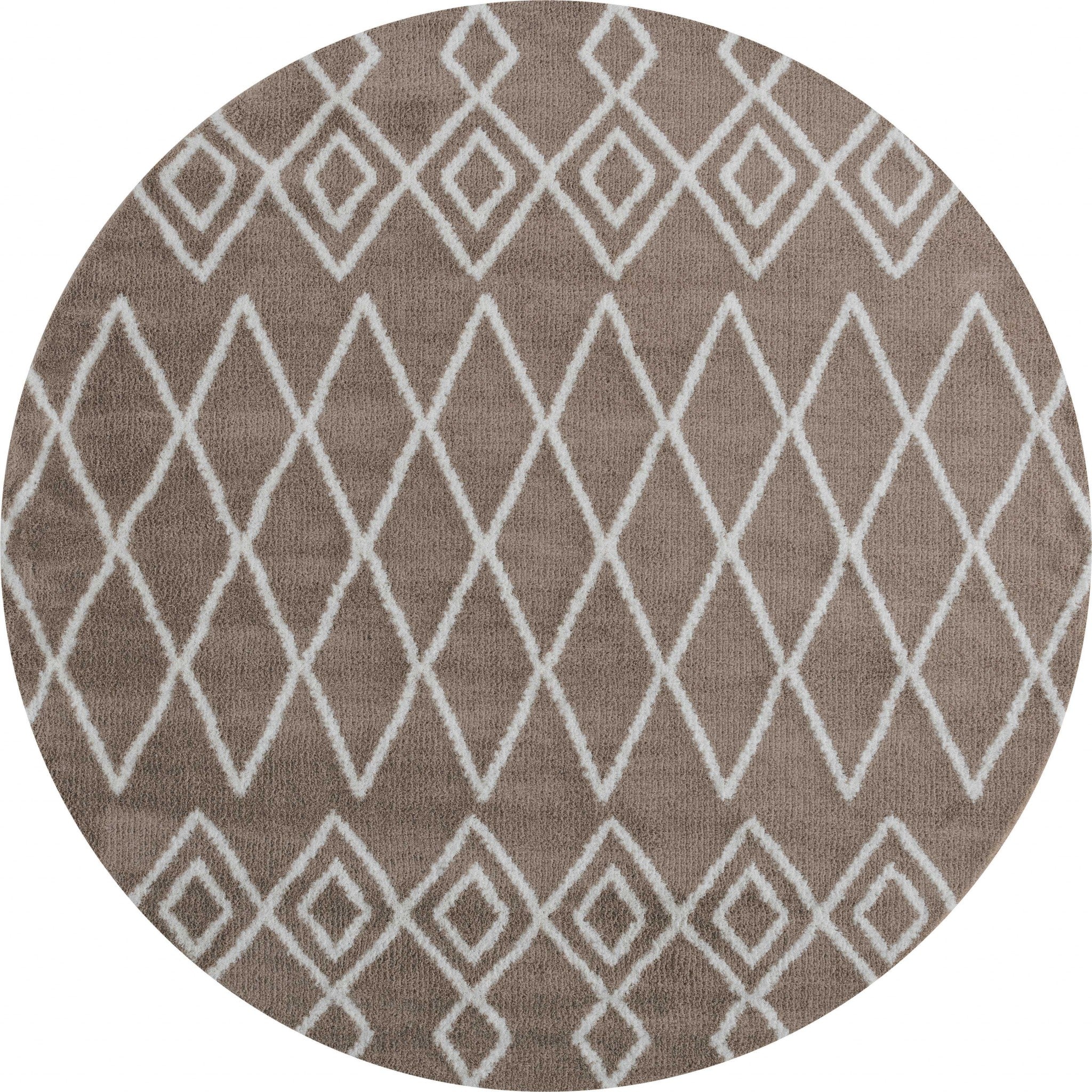 94" x 94" Beige Microfiber Polyester Round Rug