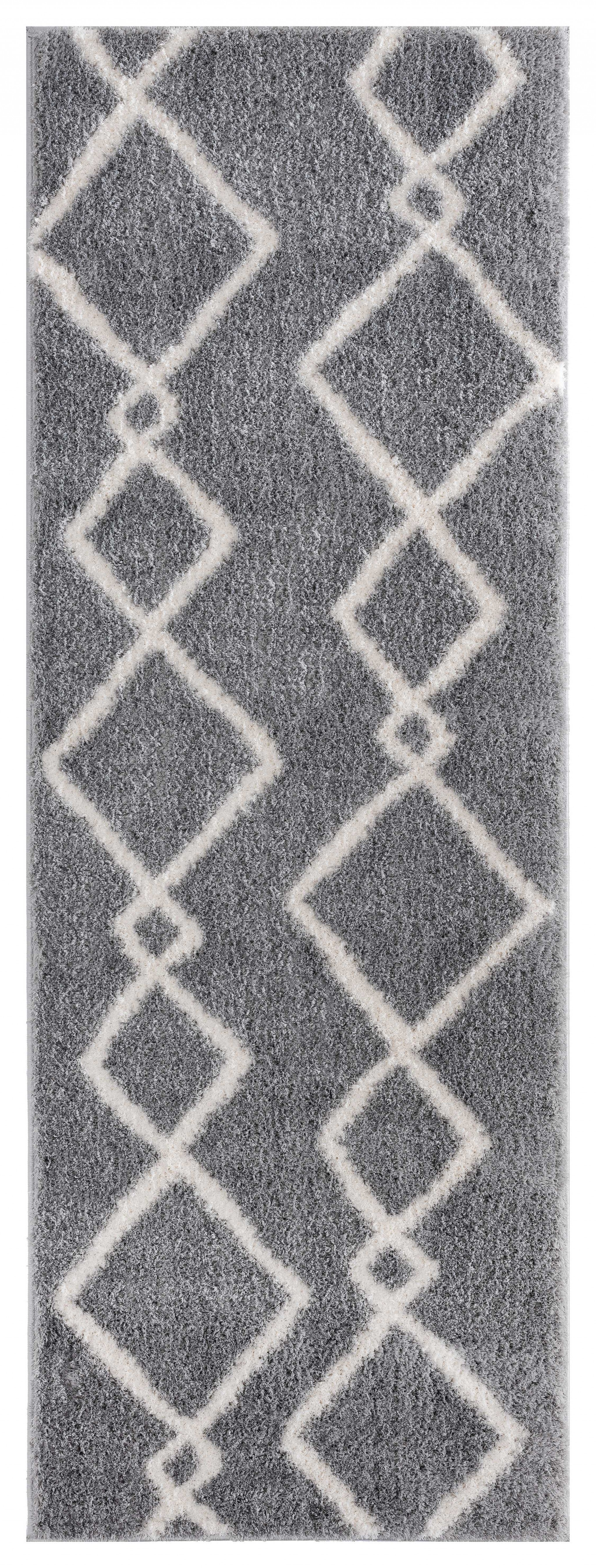 31" x 86" Grey Microfiber Polyester Runner Rug