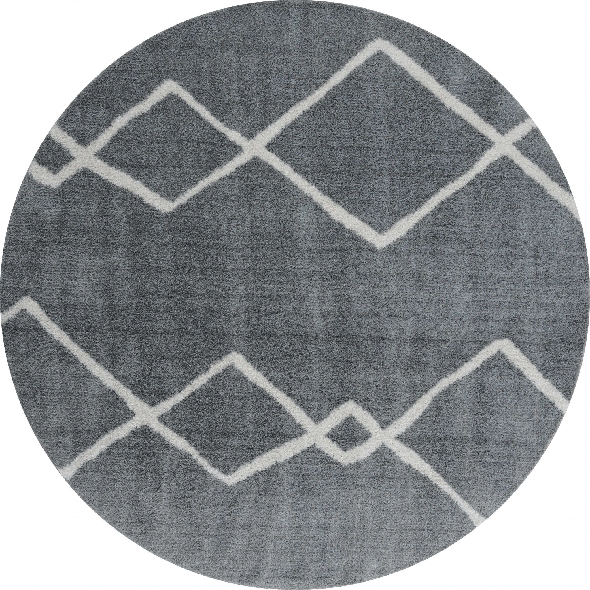 94" x 94" Grey Microfiber Polyester Round Rug