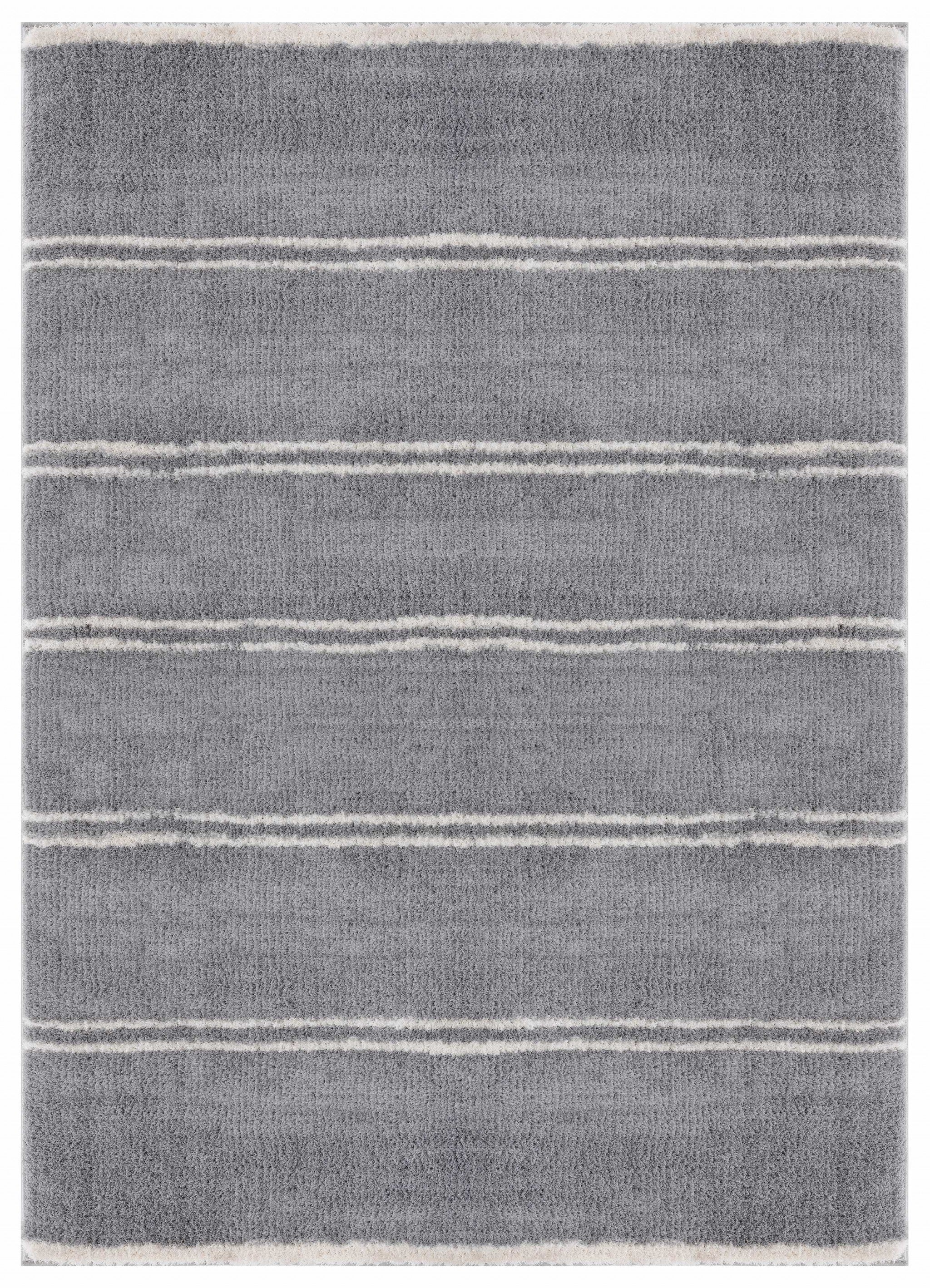 63" x 86" Grey Microfiber Polyester Area Rug