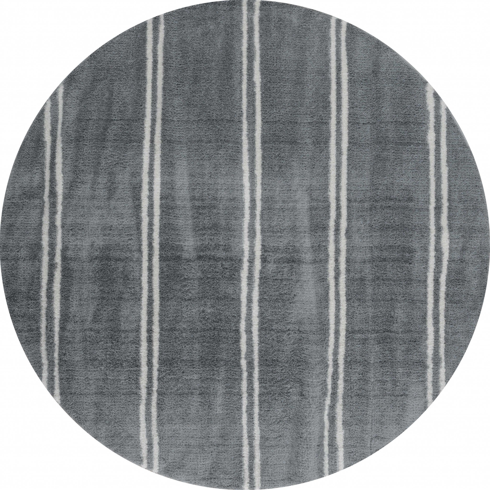 94" x 94" Grey Microfiber Polyester Round Rug