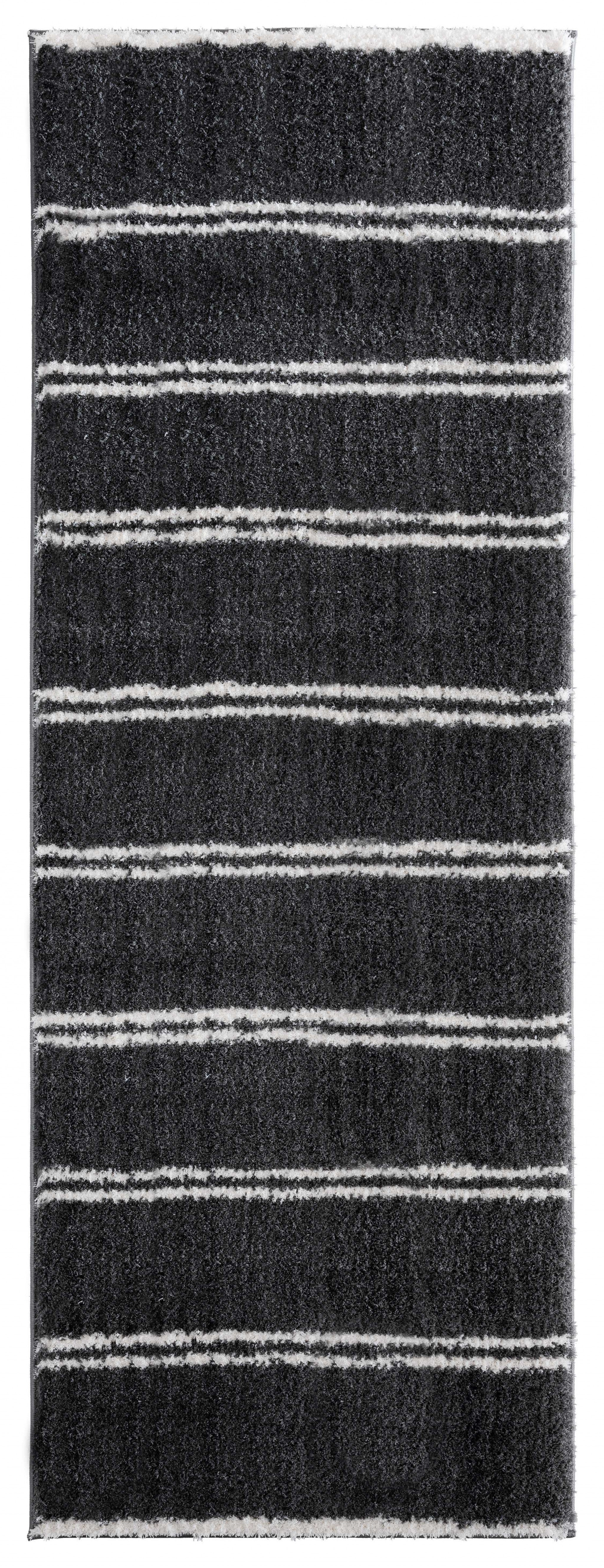 31" x 86" Smoke Microfiber Polyester Runner Rug