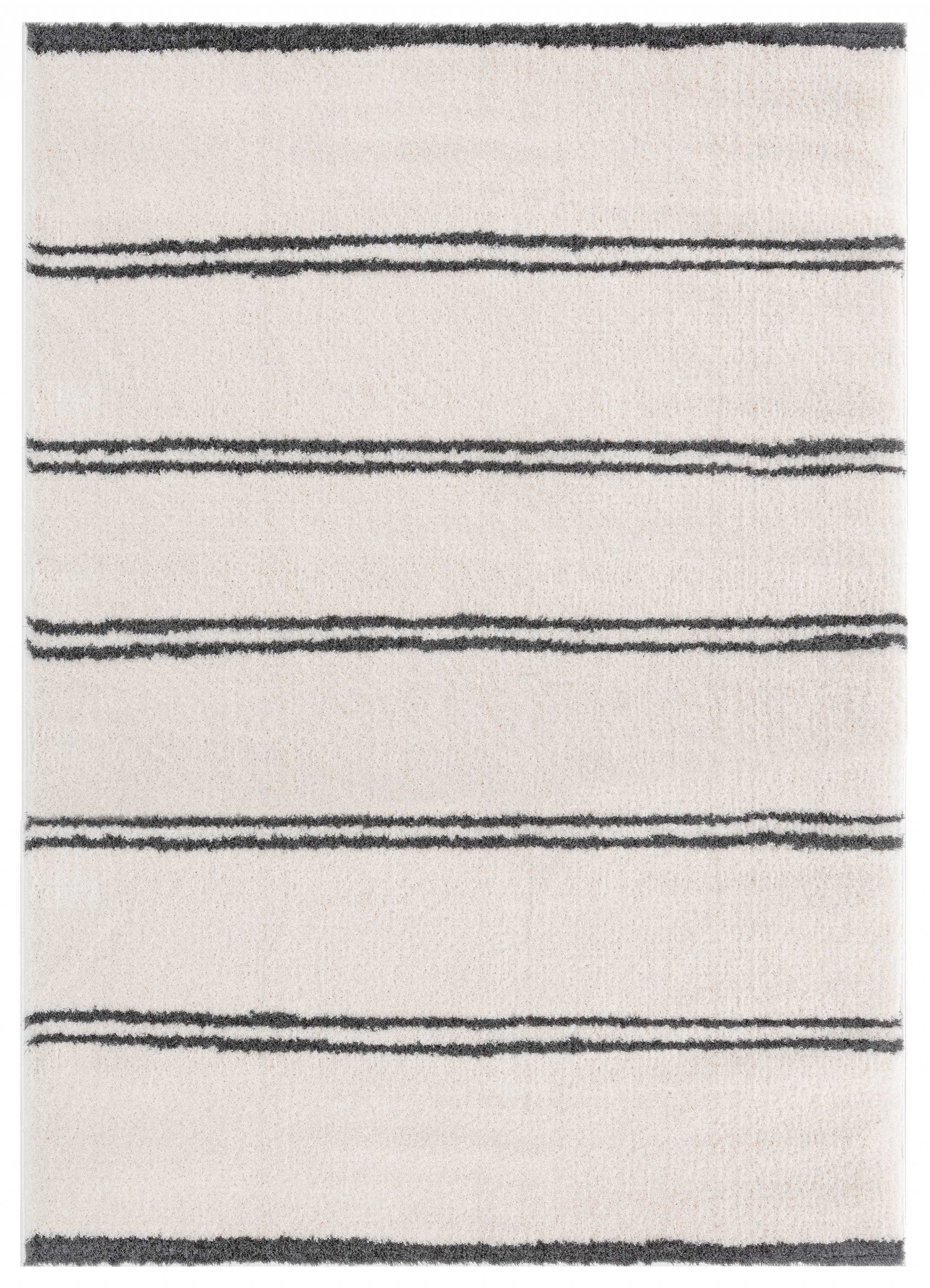 63" x 86" White Microfiber Polyester Area Rug