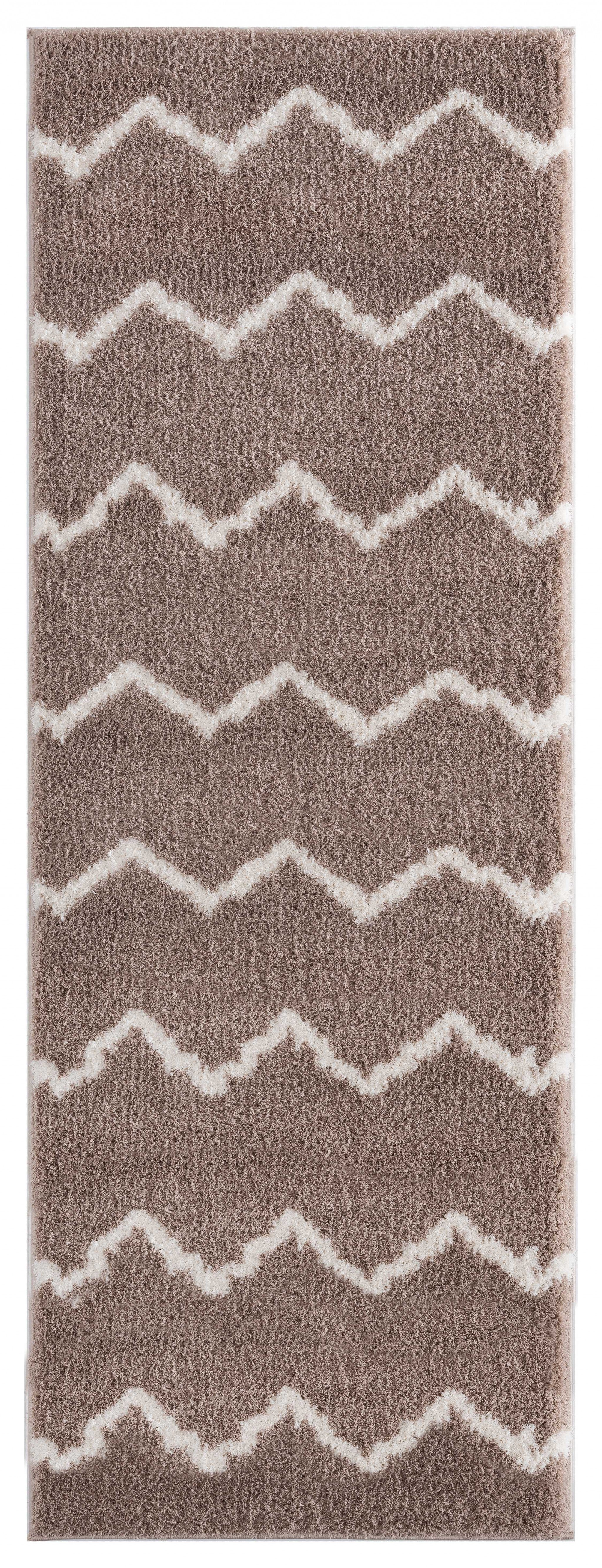 31" x 86" Beige Microfiber Polyester Runner Rug