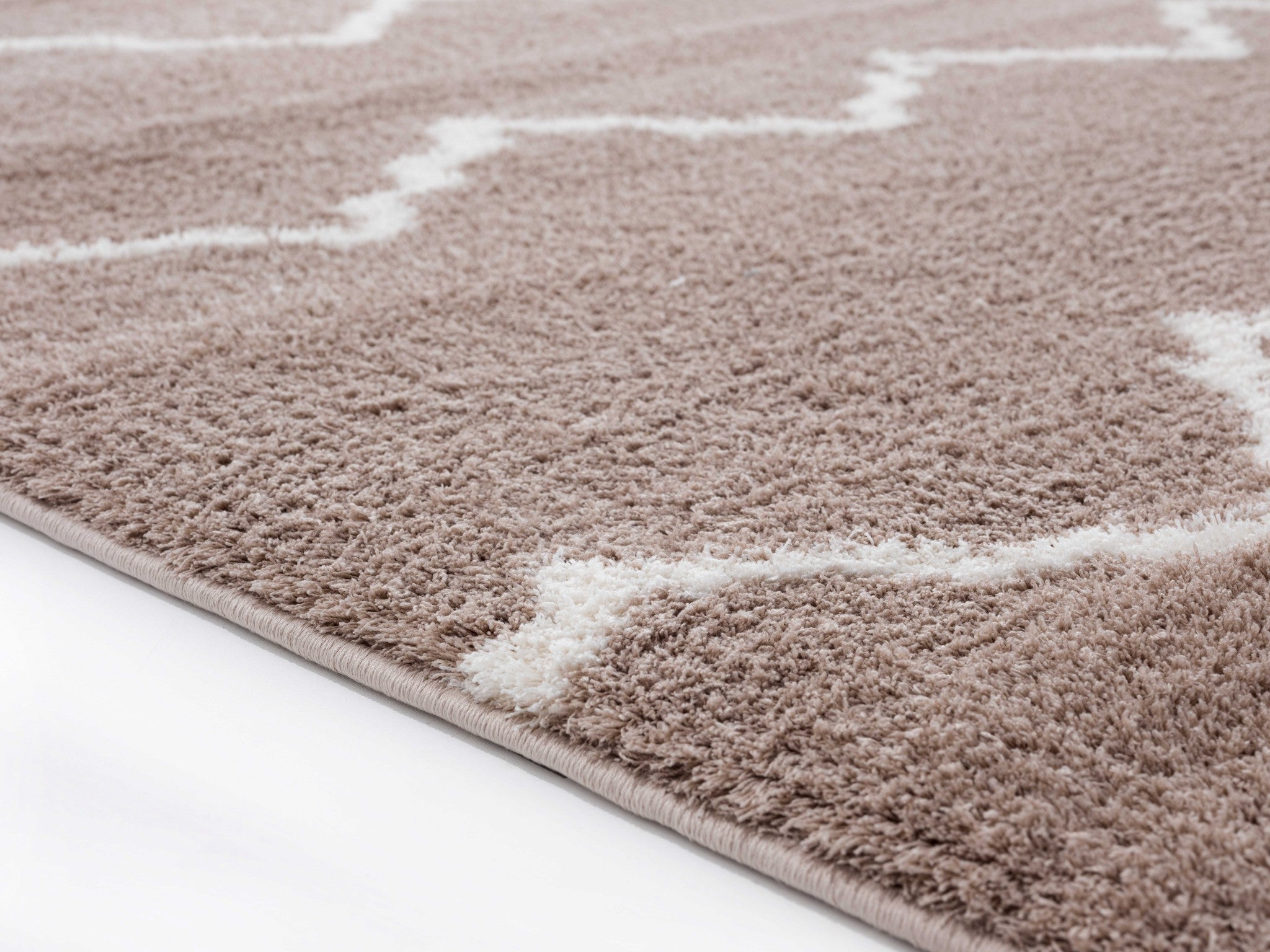 63" x 86" Beige Microfiber Polyester Area Rug