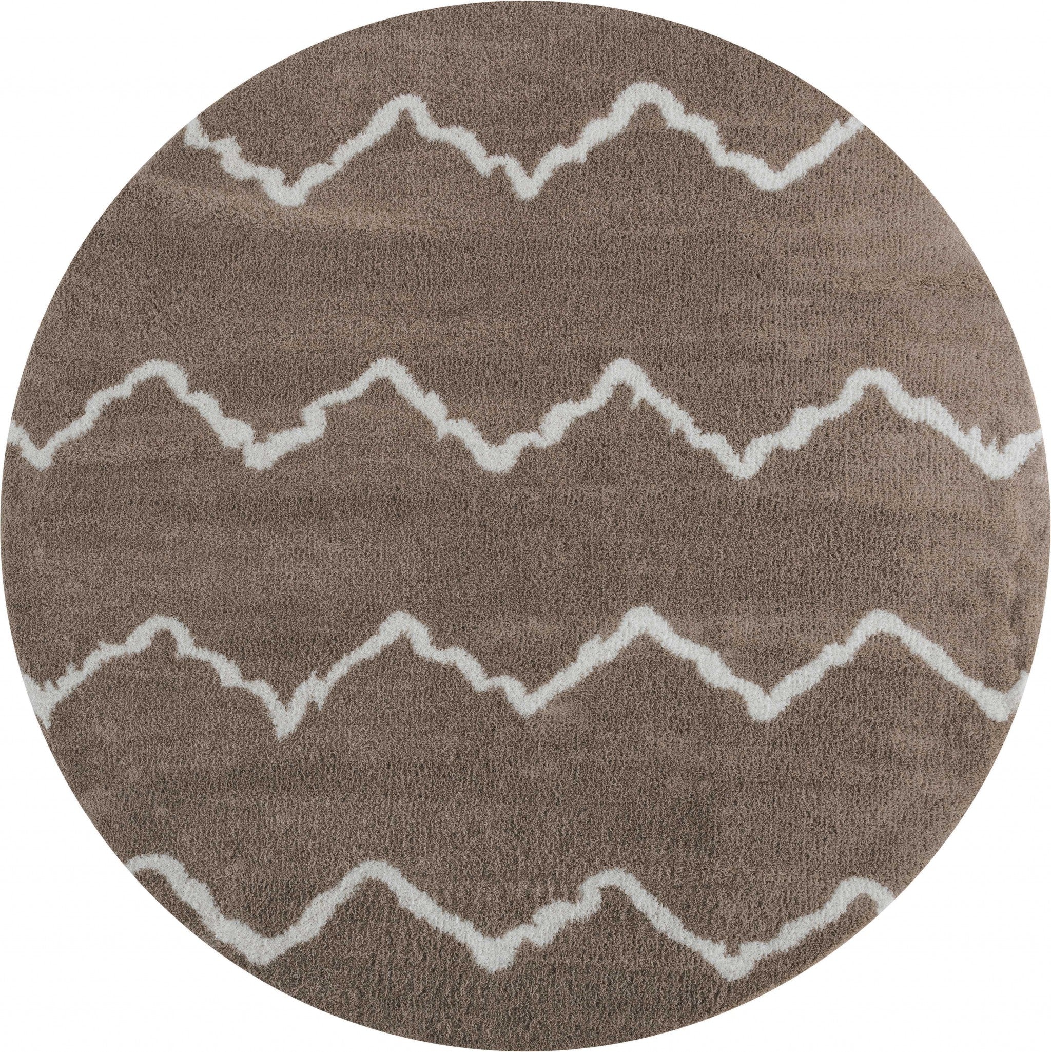 94" x 94" Beige Microfiber Polyester Round Rug