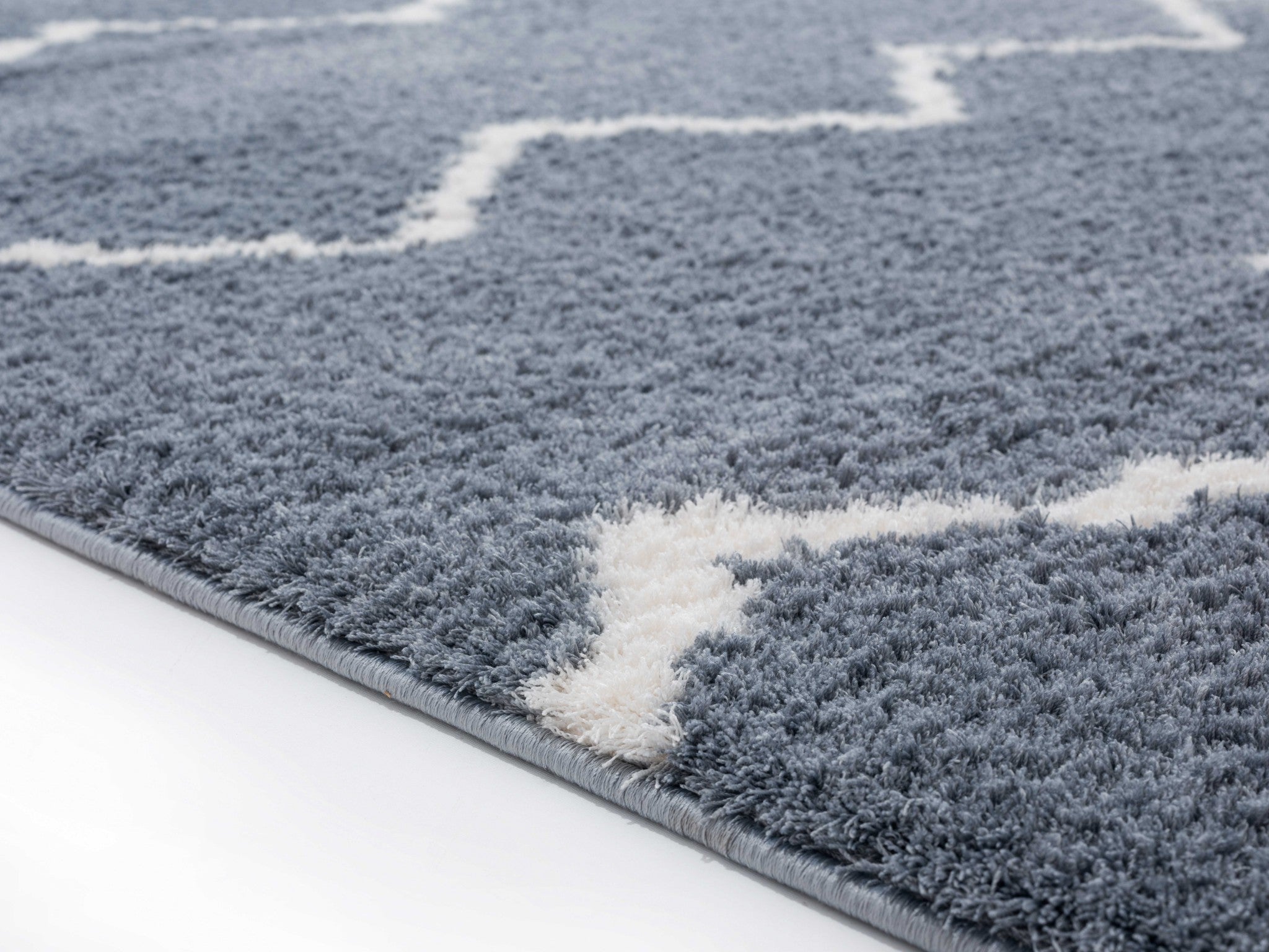 63" x 86" Blue / Grey Microfiber Polyester Area Rug