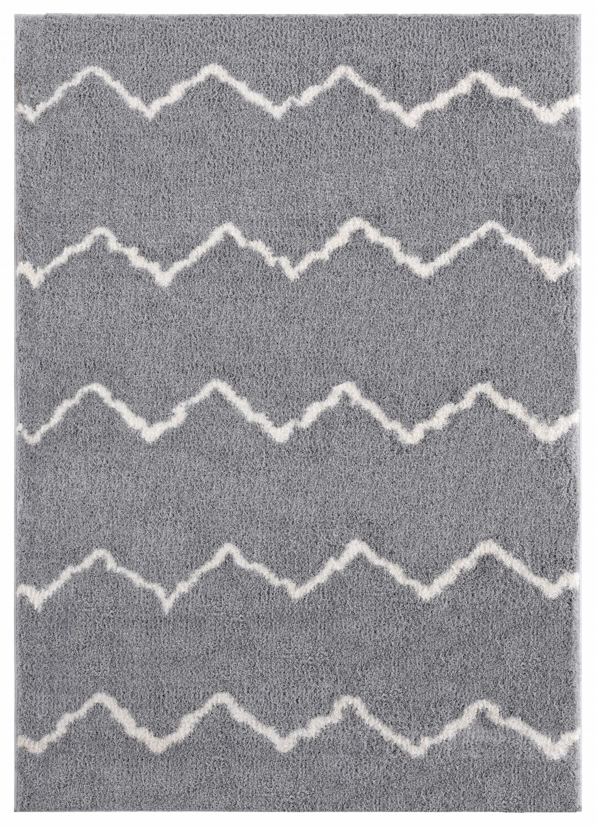 23" x 36" Grey Microfiber Polyester Accent Rug