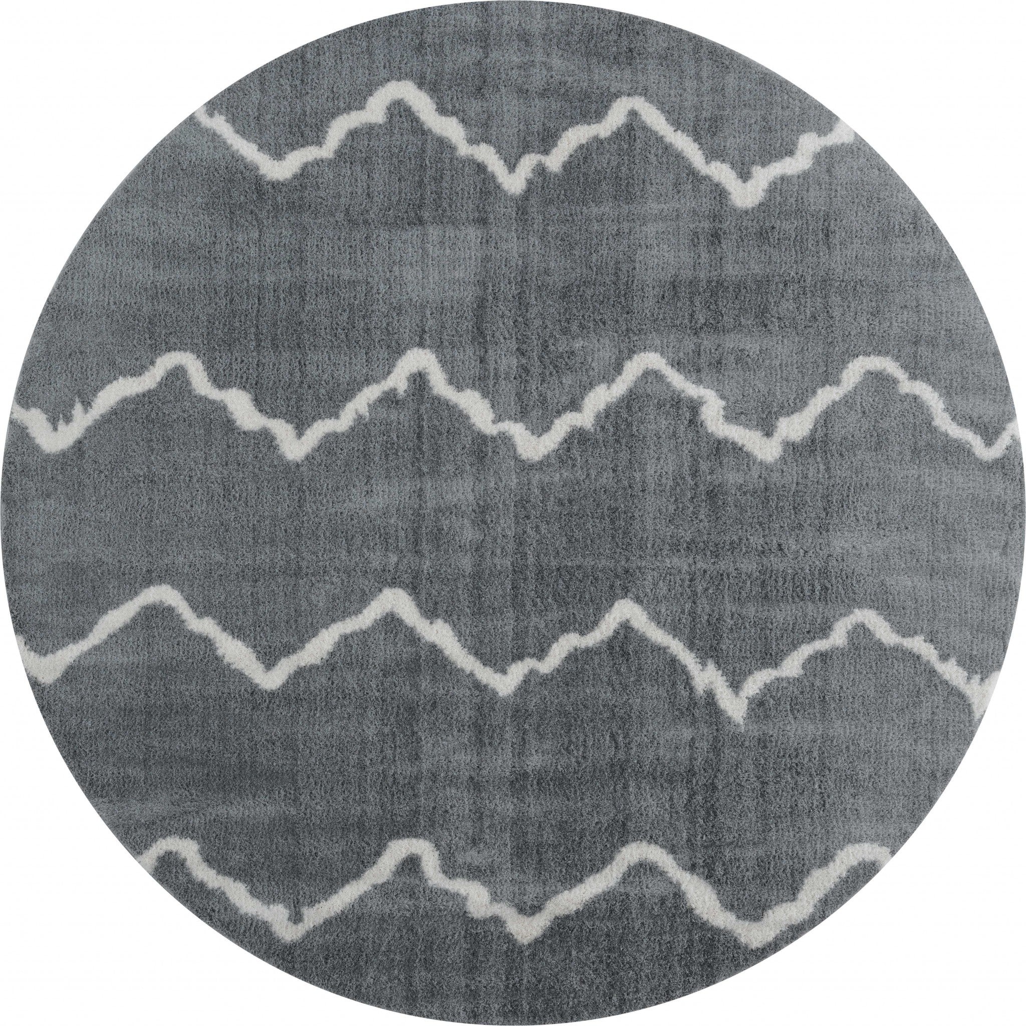 94" x 94" Grey Microfiber Polyester Round Rug