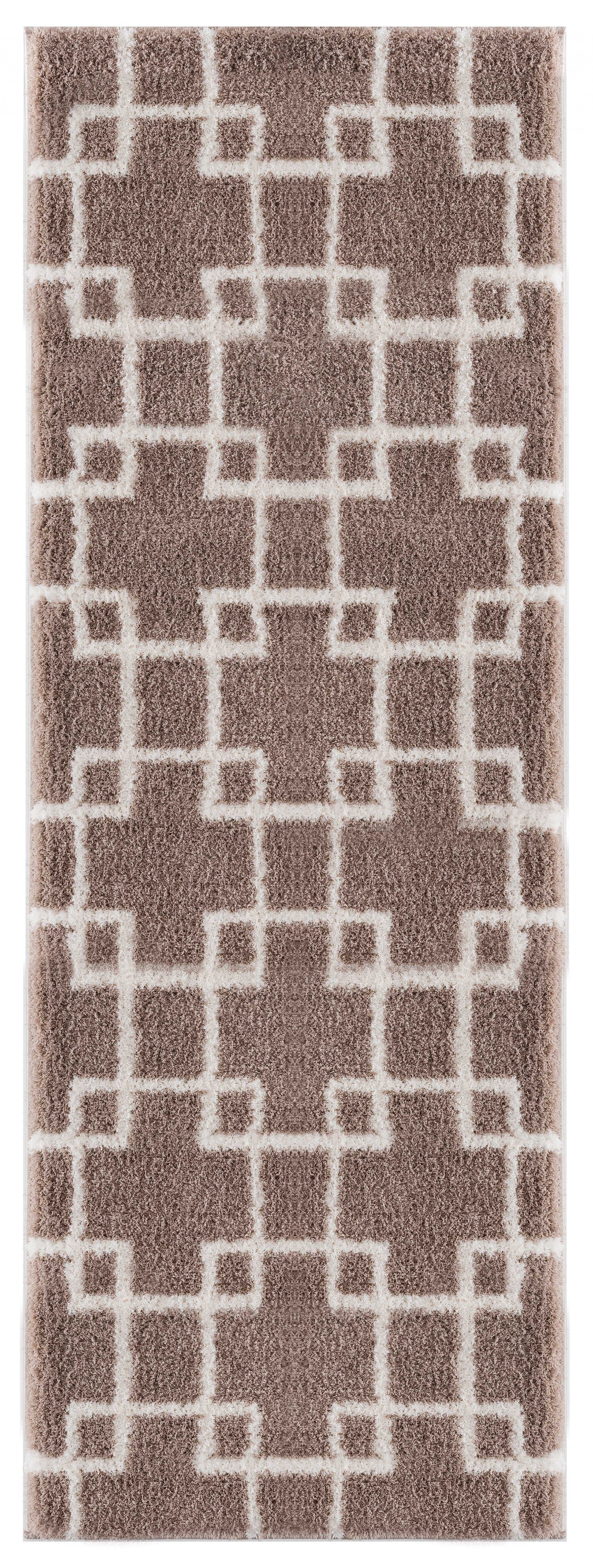 31" x 86" Beige Microfiber Polyester Runner Rug