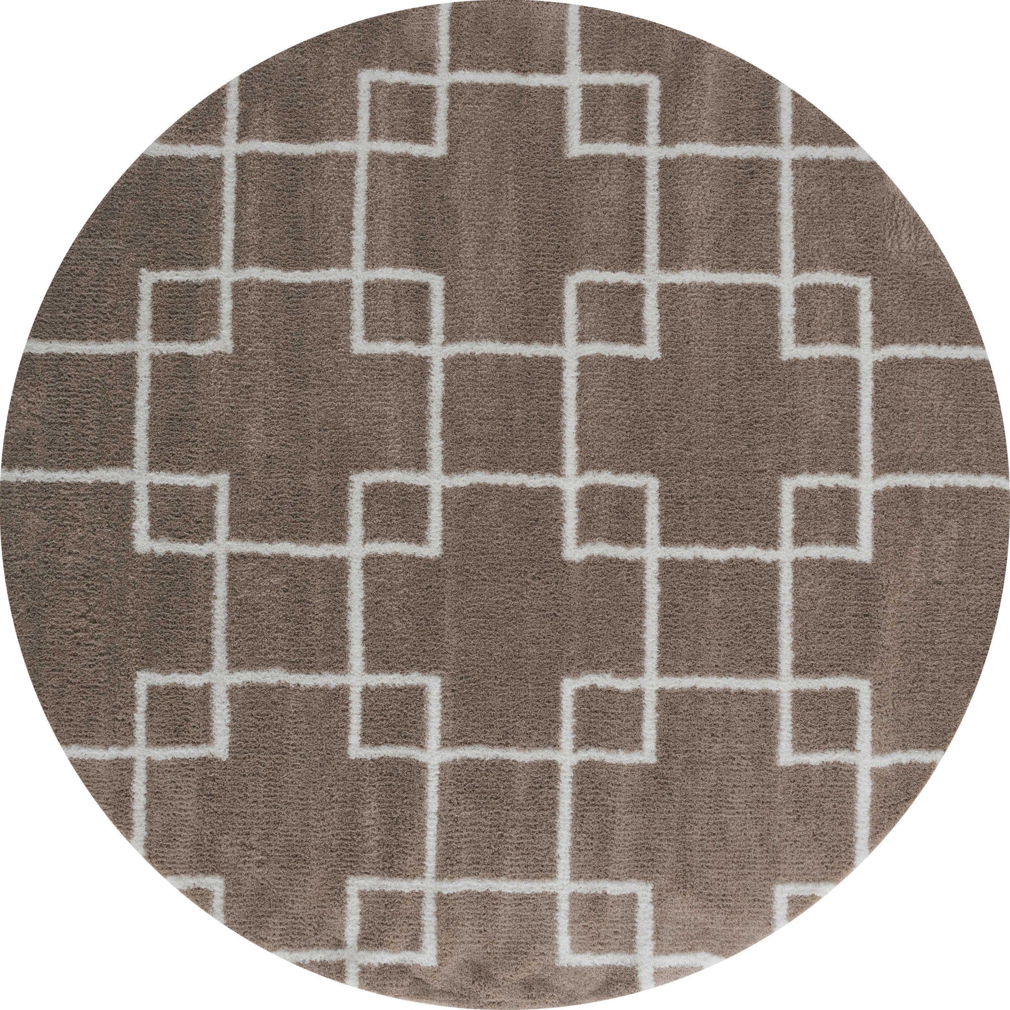 94" x 94" Beige Microfiber Polyester Round Rug