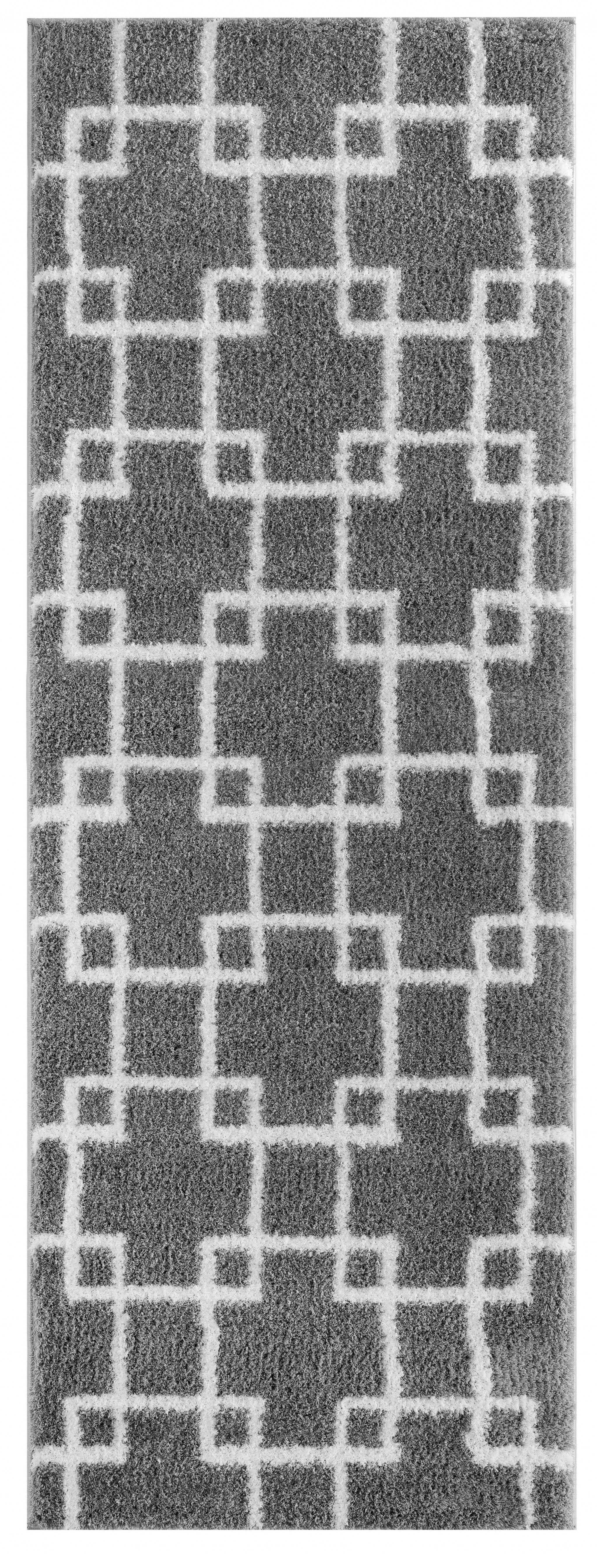 31" x 86" Grey Microfiber Polyester Runner Rug