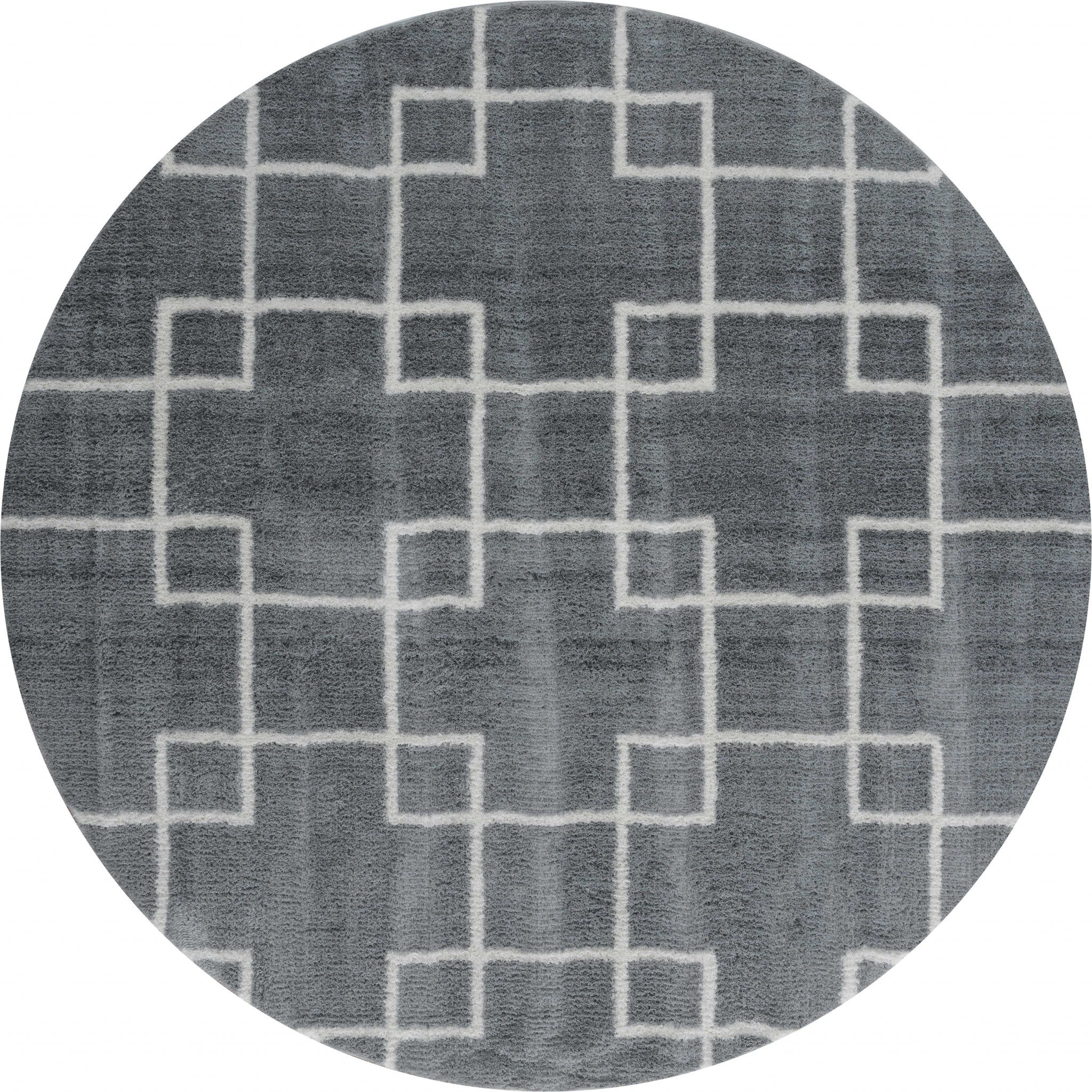 94" x 94" Grey Microfiber Polyester Round Rug