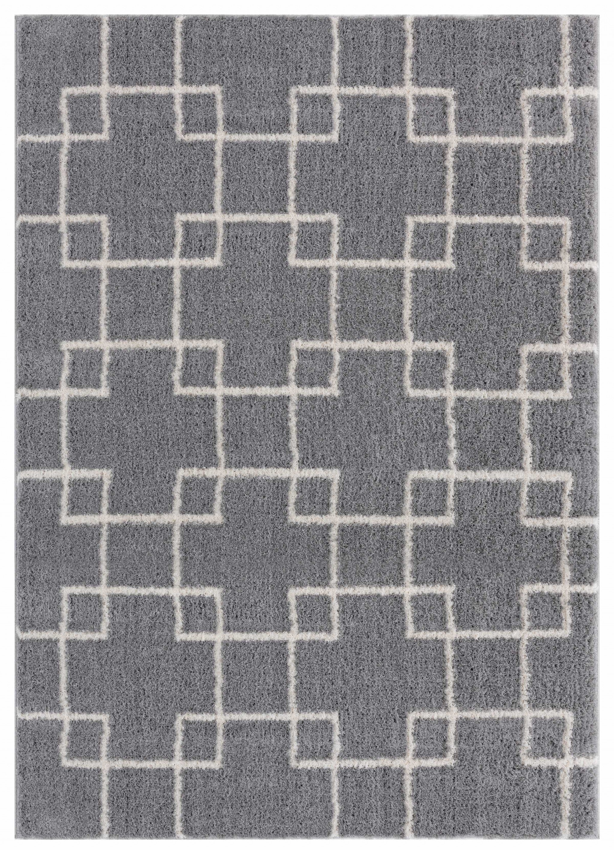 94" x 126" Grey Microfiber Polyester Oversize Rug