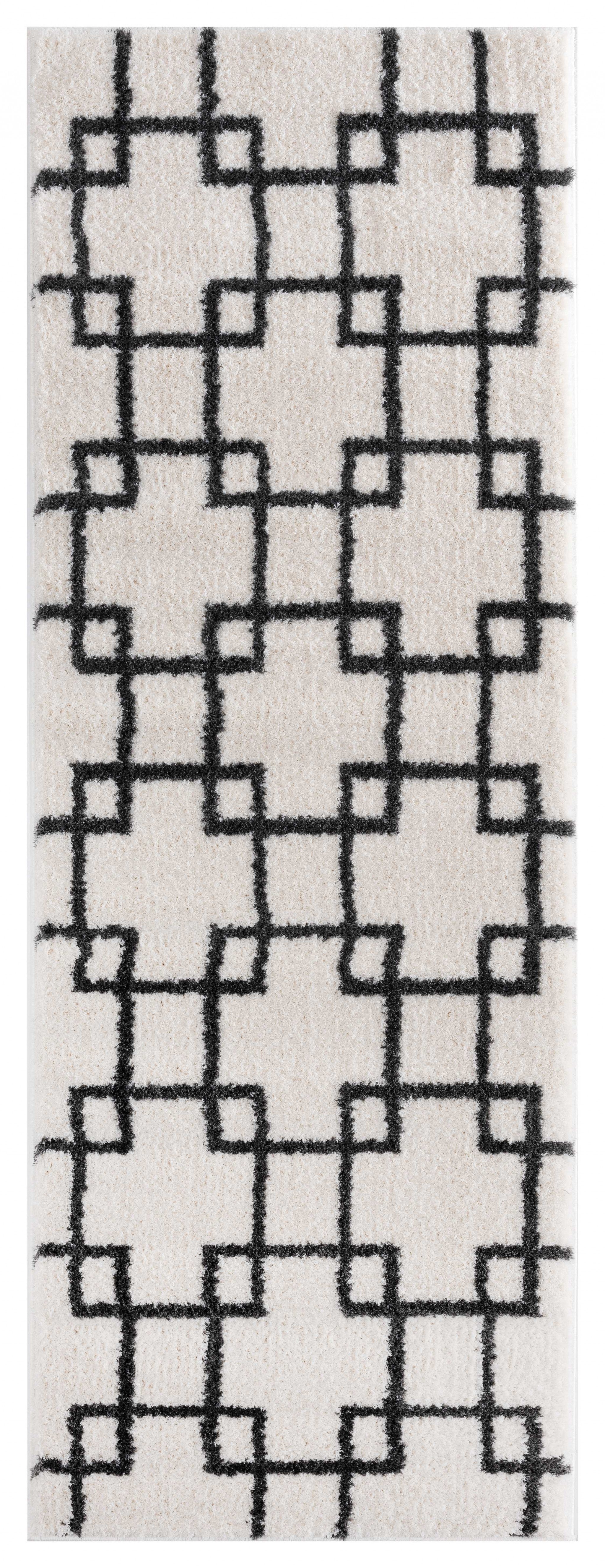 31" x 86" White Microfiber Polyester Runner Rug