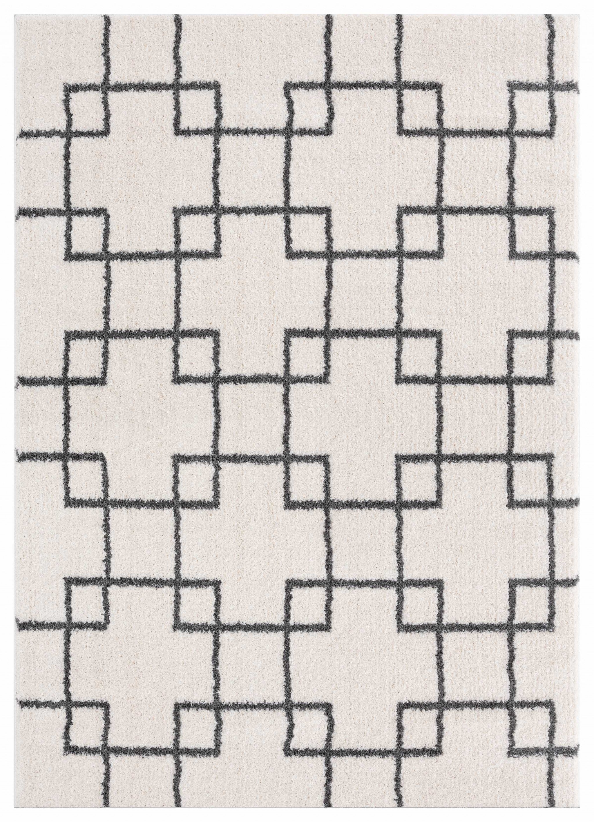63" x 86" White Microfiber Polyester Area Rug
