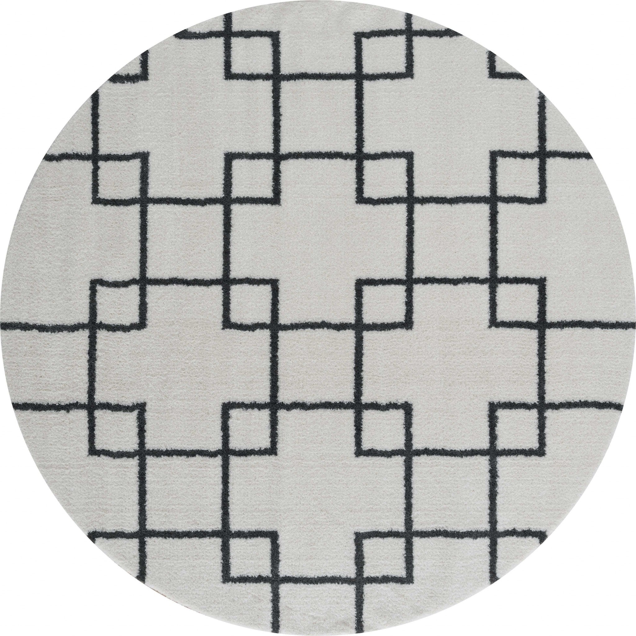 94" x 94" White Microfiber Polyester Round Rug