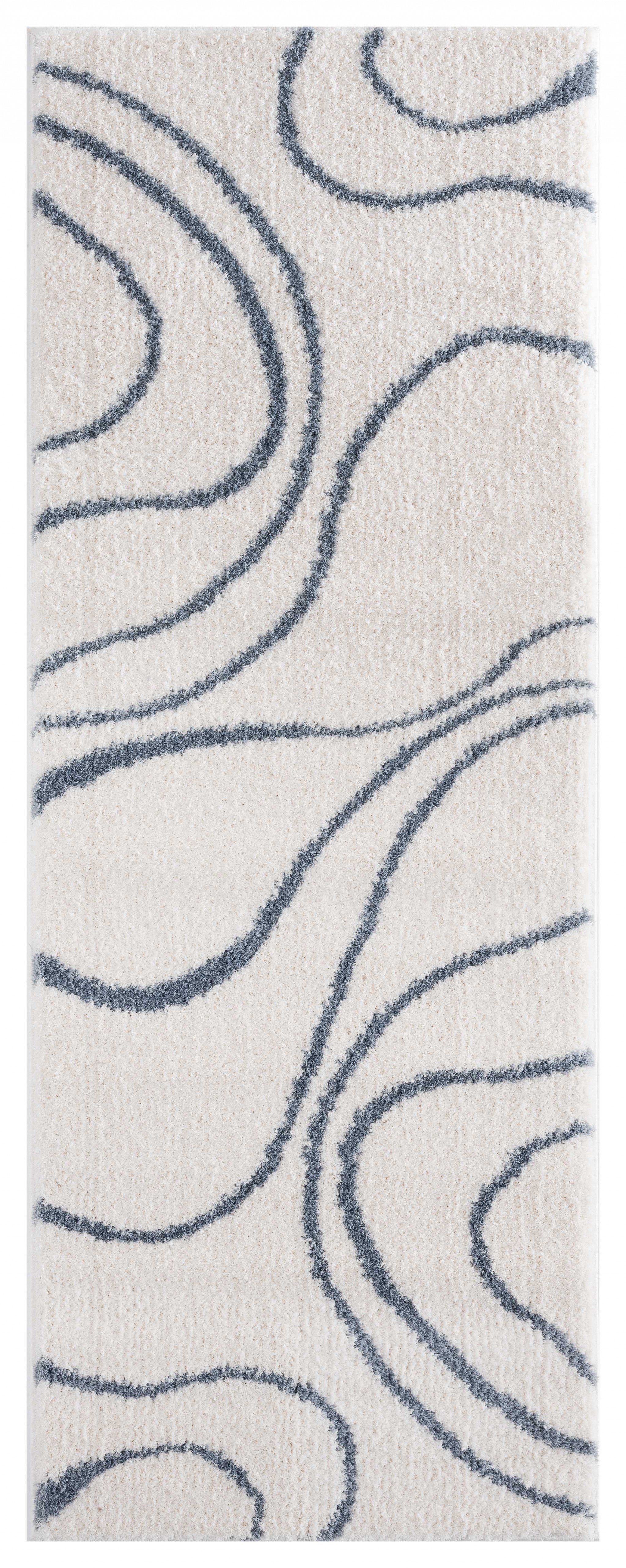 31" x 86" Blue / Grey Microfiber Polyester Runner Rug