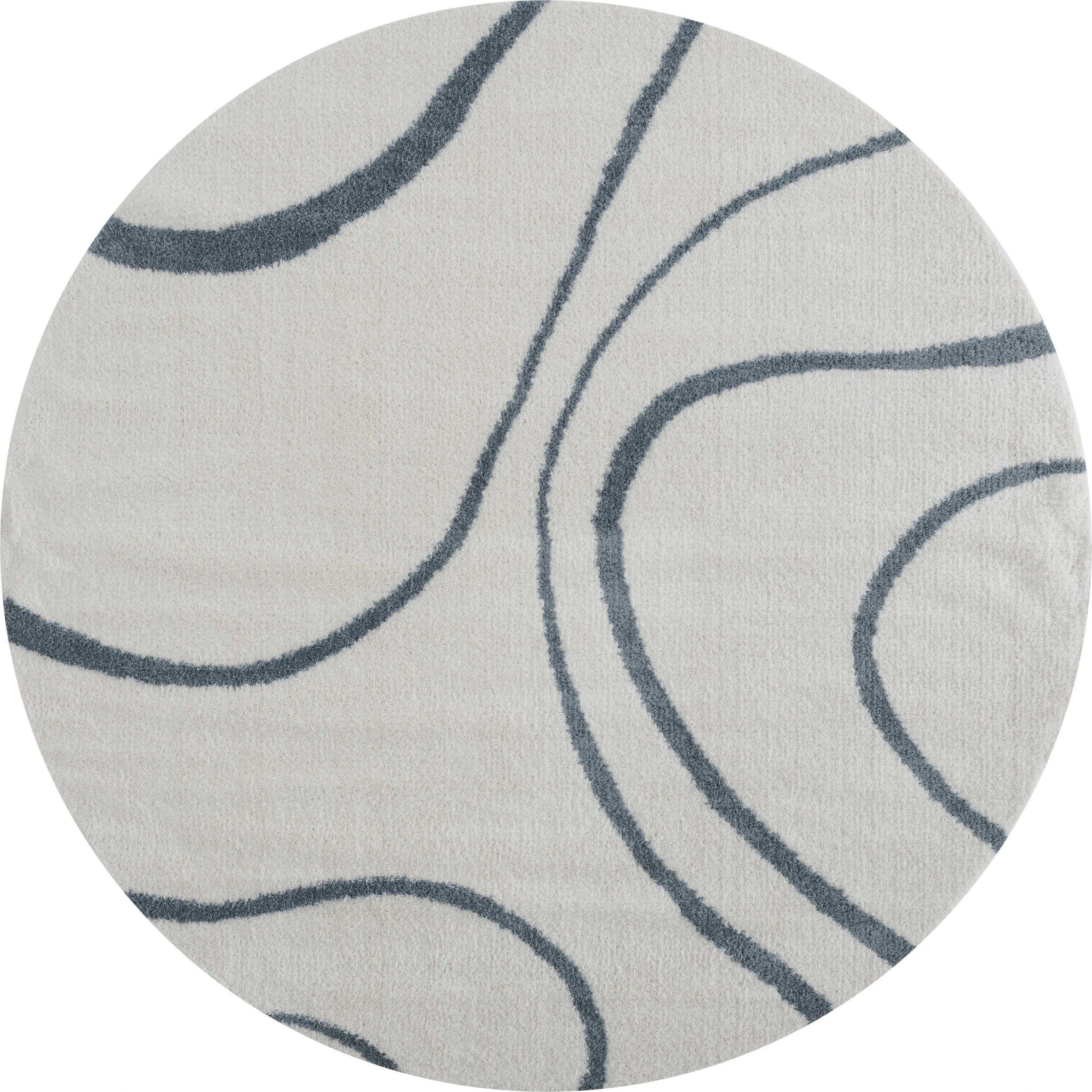 94" x 94" Blue / Grey Microfiber Polyester Round Rug